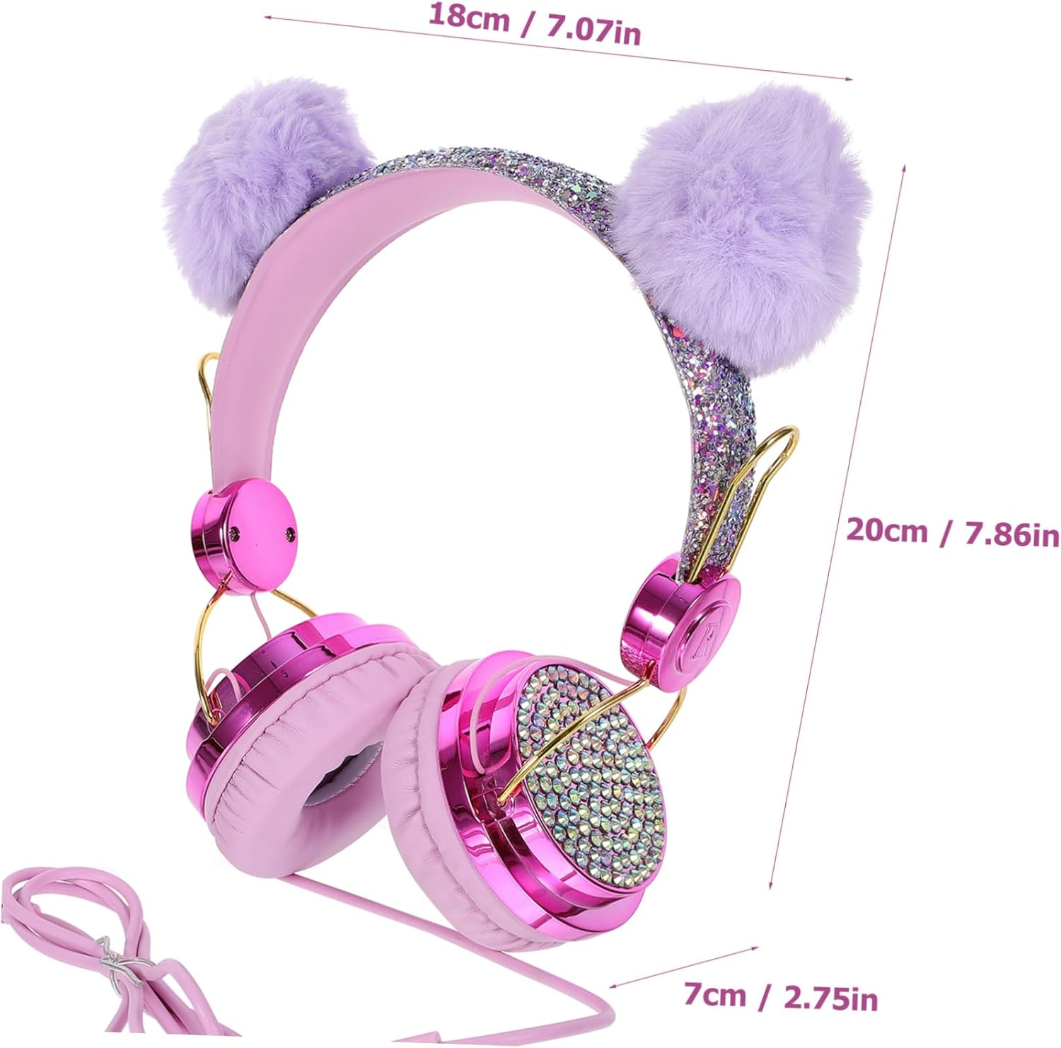 SHOWERORO Kids Cartoon On-Ear Headphones for Children with Plush Ears, Volume Limiting Adjustable Headset for Travel and Everyday Use, Random Color