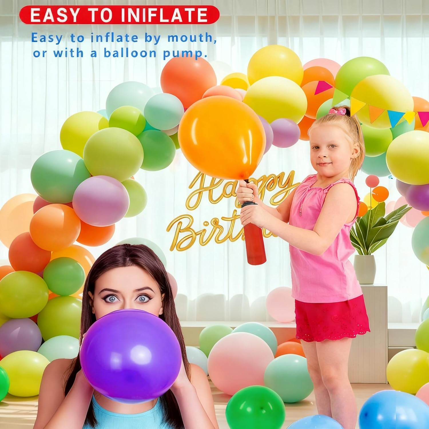 100Pcs 12 Inch Rainbow Latex Balloons for Birthday, Baby Shower, Wedding. Vibrant Assorted Colors for Party Decorations - Create Stunning Balloon Arches & Backdrops with Ease! image number 6