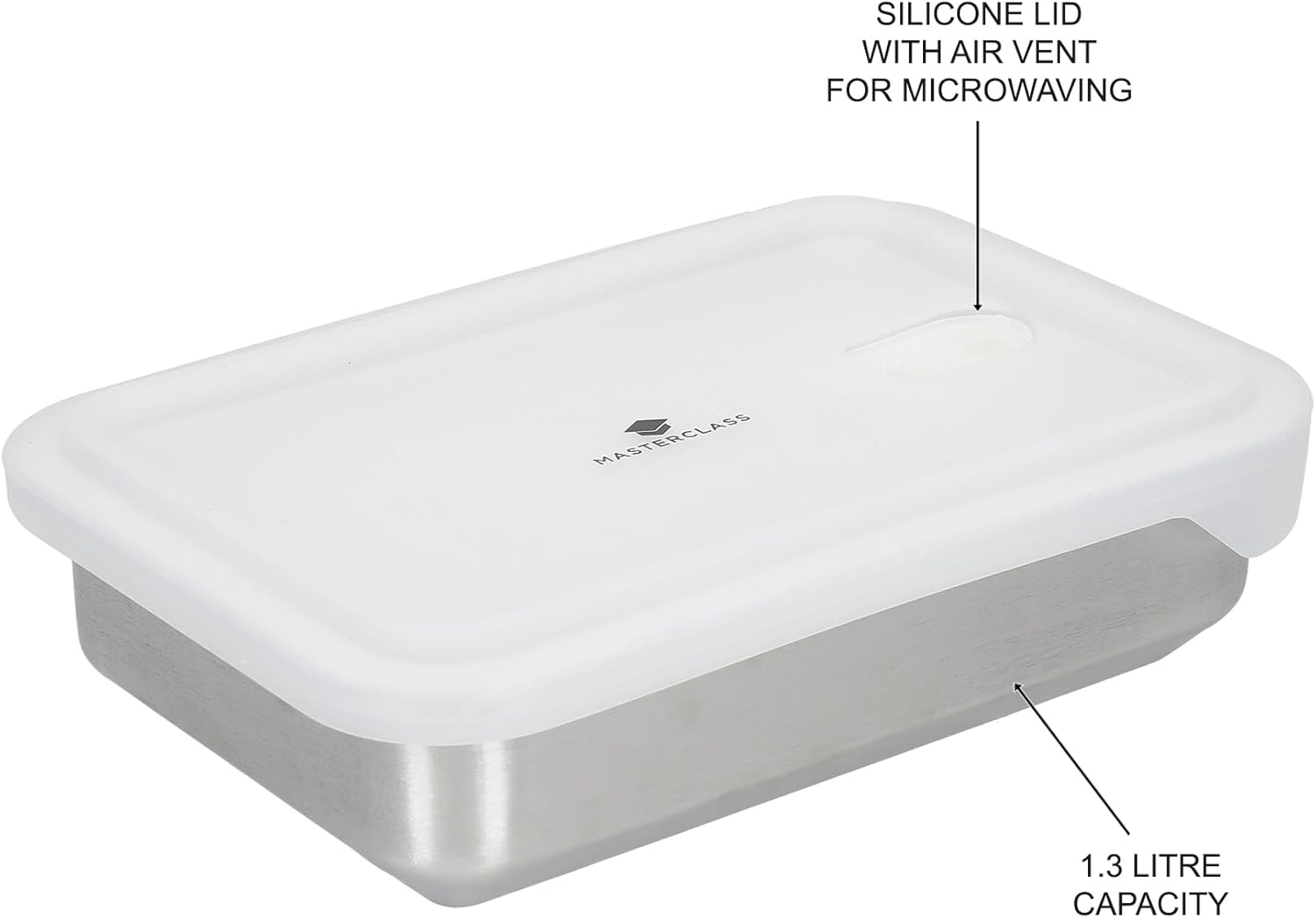 Masterclass All-In-One Stainless Steel Container with Lid, Suitable for Oven, Freezer and Microwave, 1.3 Volume image number 3