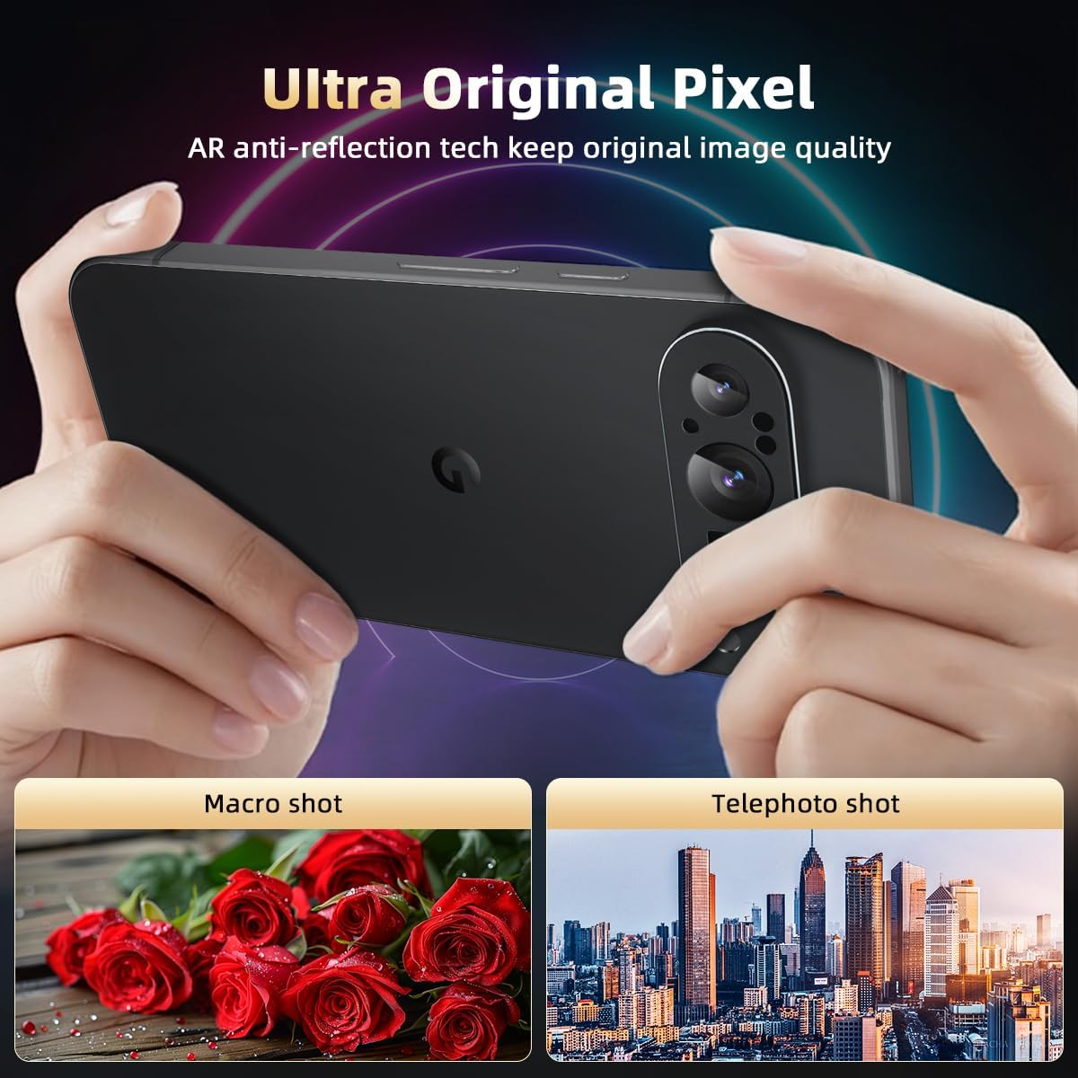 Jurqqer Camera Lens Protector for Google Pixel 10 Pro XL 6.8'' [Military Grade Shatterproof] 9H Ultra-Thin Tempered Glass & Aviation Aluminum Alloy Camera Guard,Full Protection, Obsidian image number 5