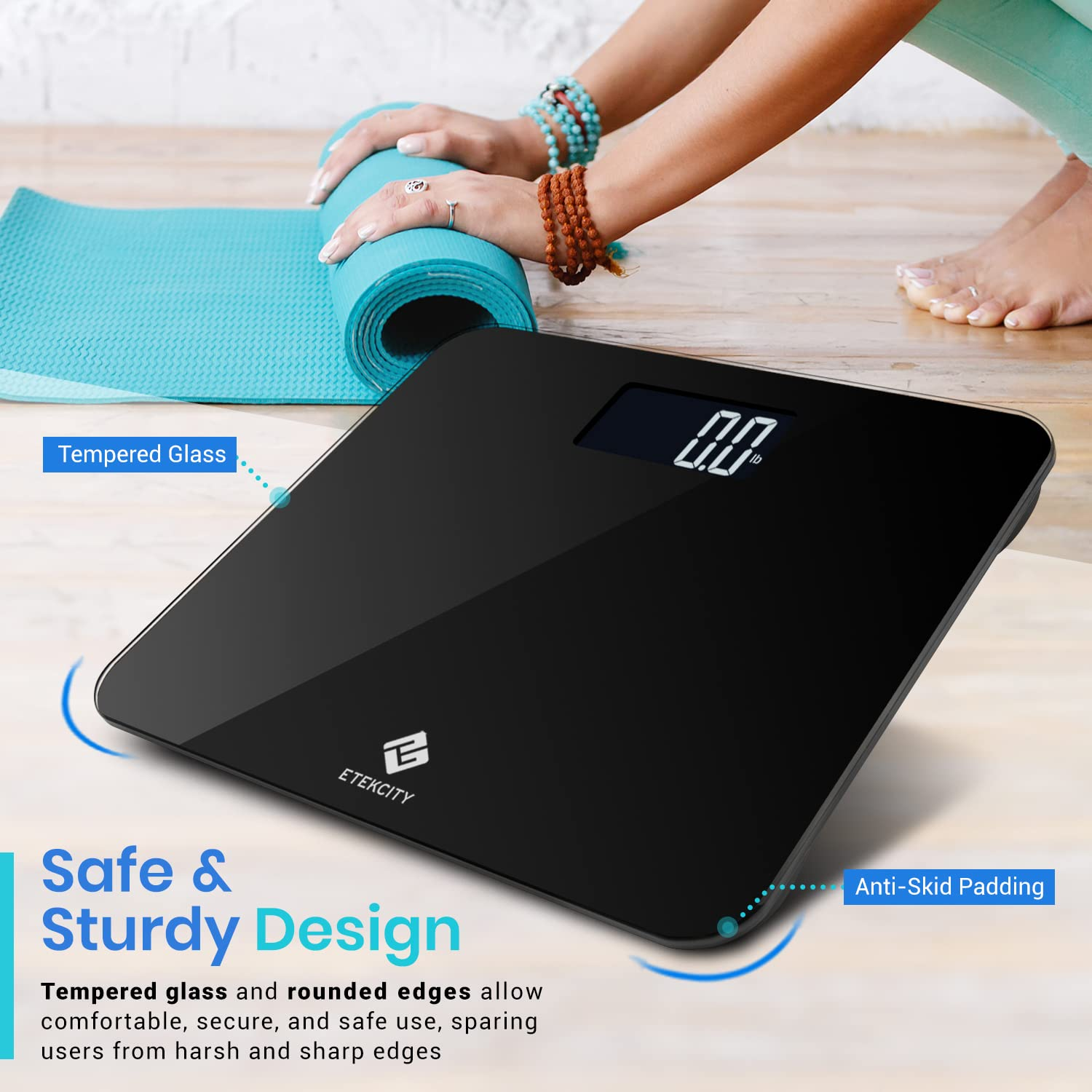 Etekcity High Precision Digital Body Weight Bathroom Scale with Ultra Wide Platform and Easy-To-Read Backlit LCD, 440 Pounds