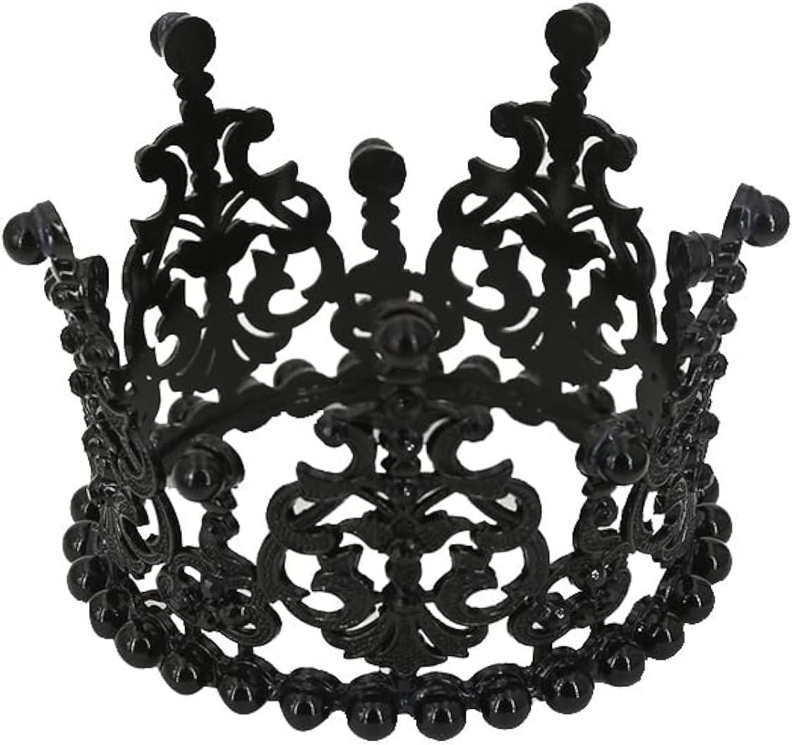 Women Girls Retro Man-Made Pearl Crown Bride Tiara Cake Topper Decoration for Party Wedding Birthday (Blue)