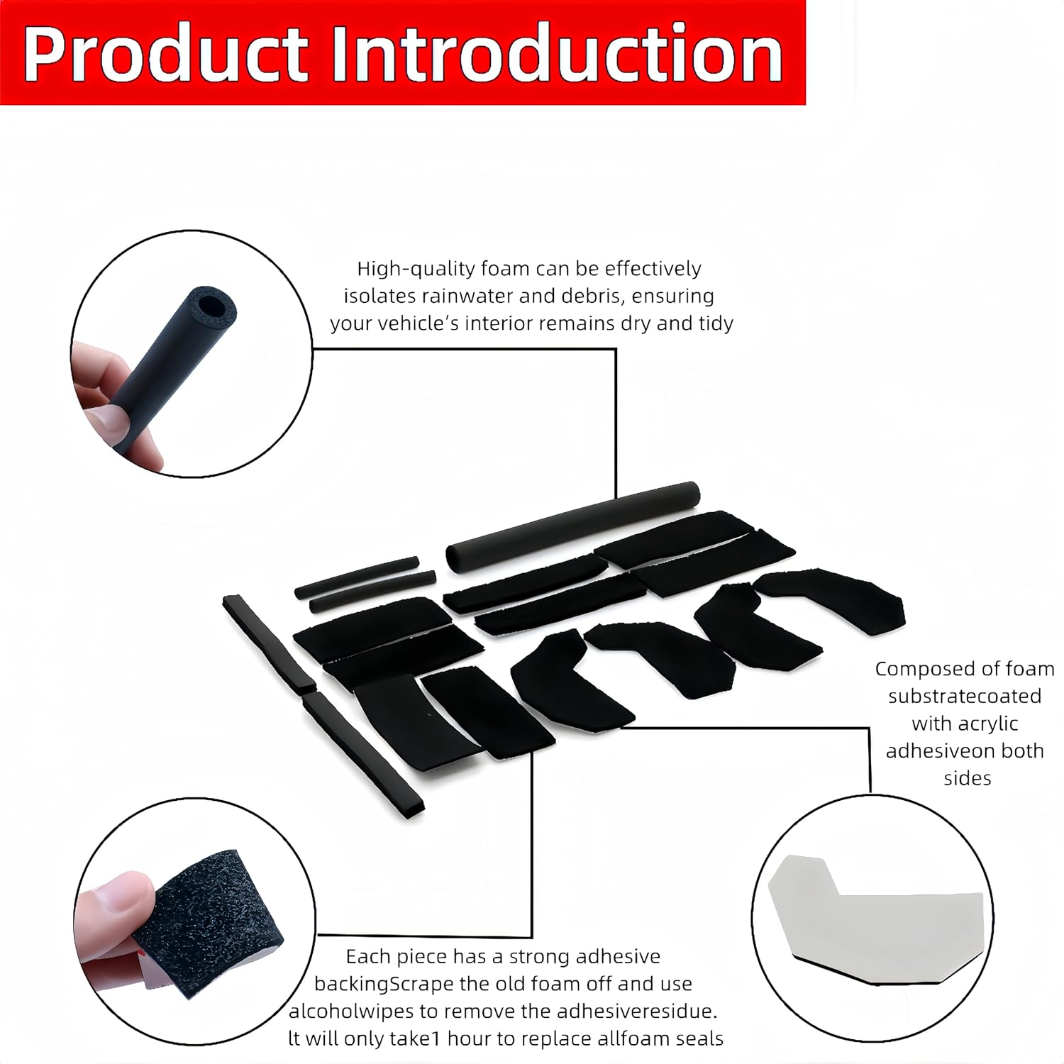 POETRYXIAO Hard Top Seal Kit,Foam Blocker for 2011-2014 Jeep Wrangler Jk,Weather Stripping OE Reference 68026937AB