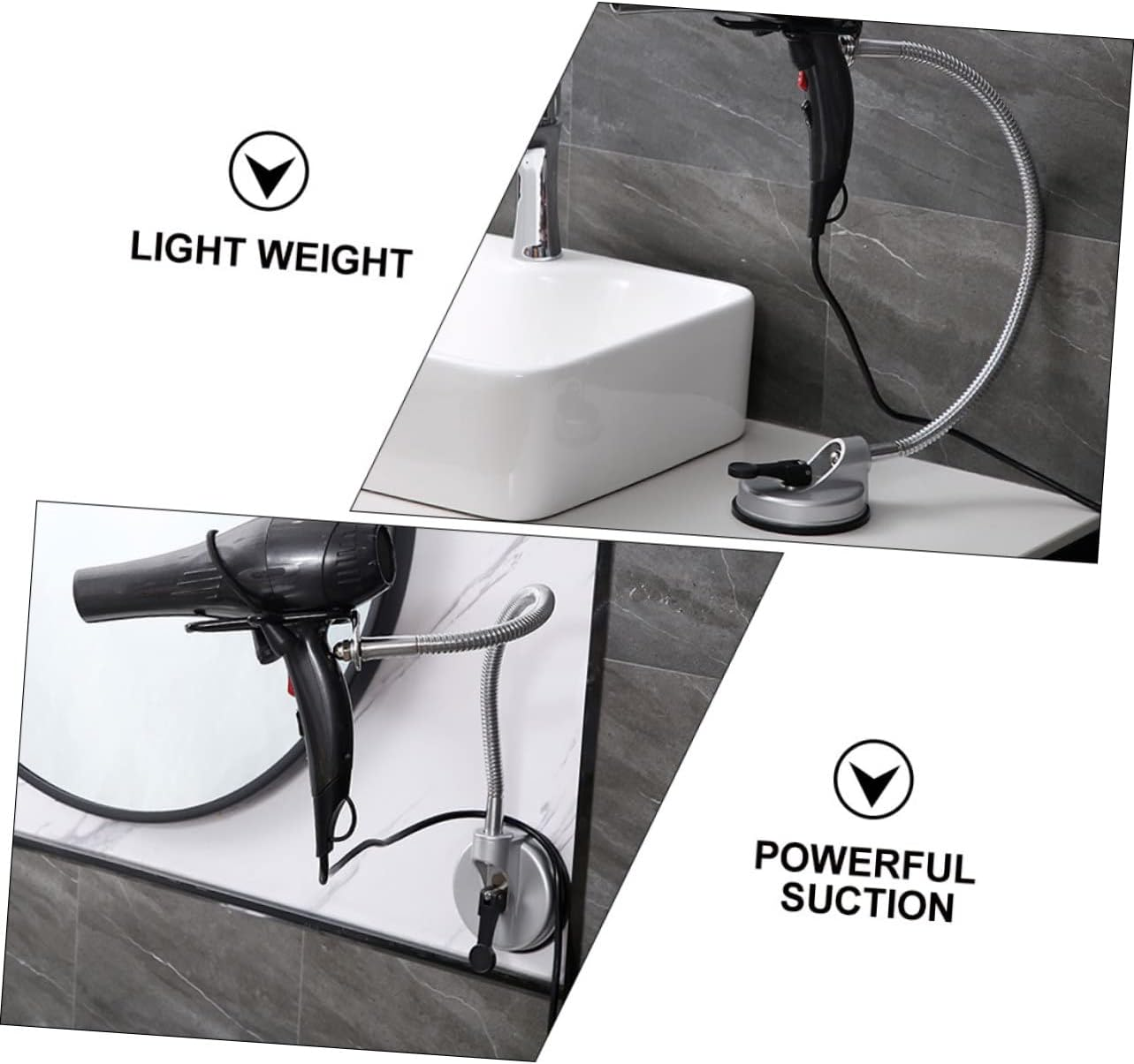 Vaguelly Hair Dryer Bracket Stand Stainless Steel Rotation Easy Mount Pet Hair Comb image number 1