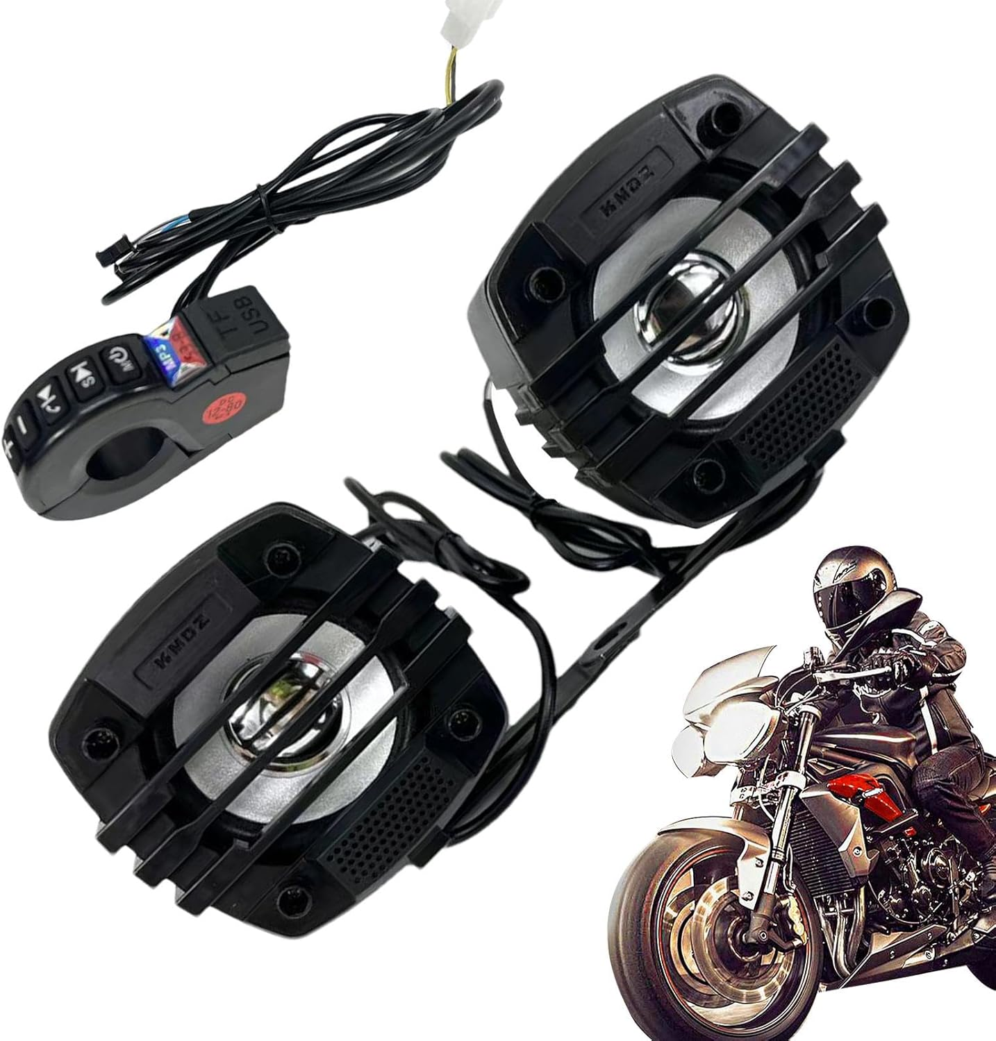 Handlebar Speakers for Motorcycle - Motorcycle Audio Sound System for Handlebar - Radio Amplifier, Audio Amp System, Hifi Sound Motorcycle Stereo for ATV and UTV
