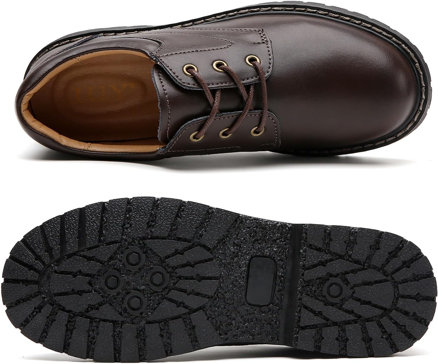 IUY Black Oxford Shoes for Women Leather Work Office Non Slip Dress Shoes Comfortable Shoes image number 2