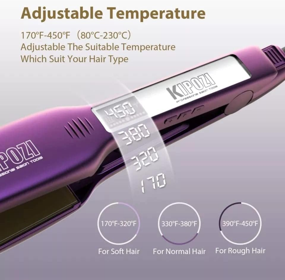 Professional Hair Straightener Fast Heat Smart Timer Flat Iron with LCD Display Curling and Straightening Salon image number 6