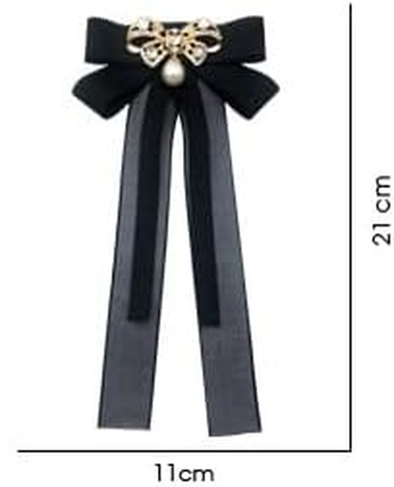 Bow Ties for Women, Black Clip on Ties Bow Brooches for Woman Girls, Women Accessory Neckties