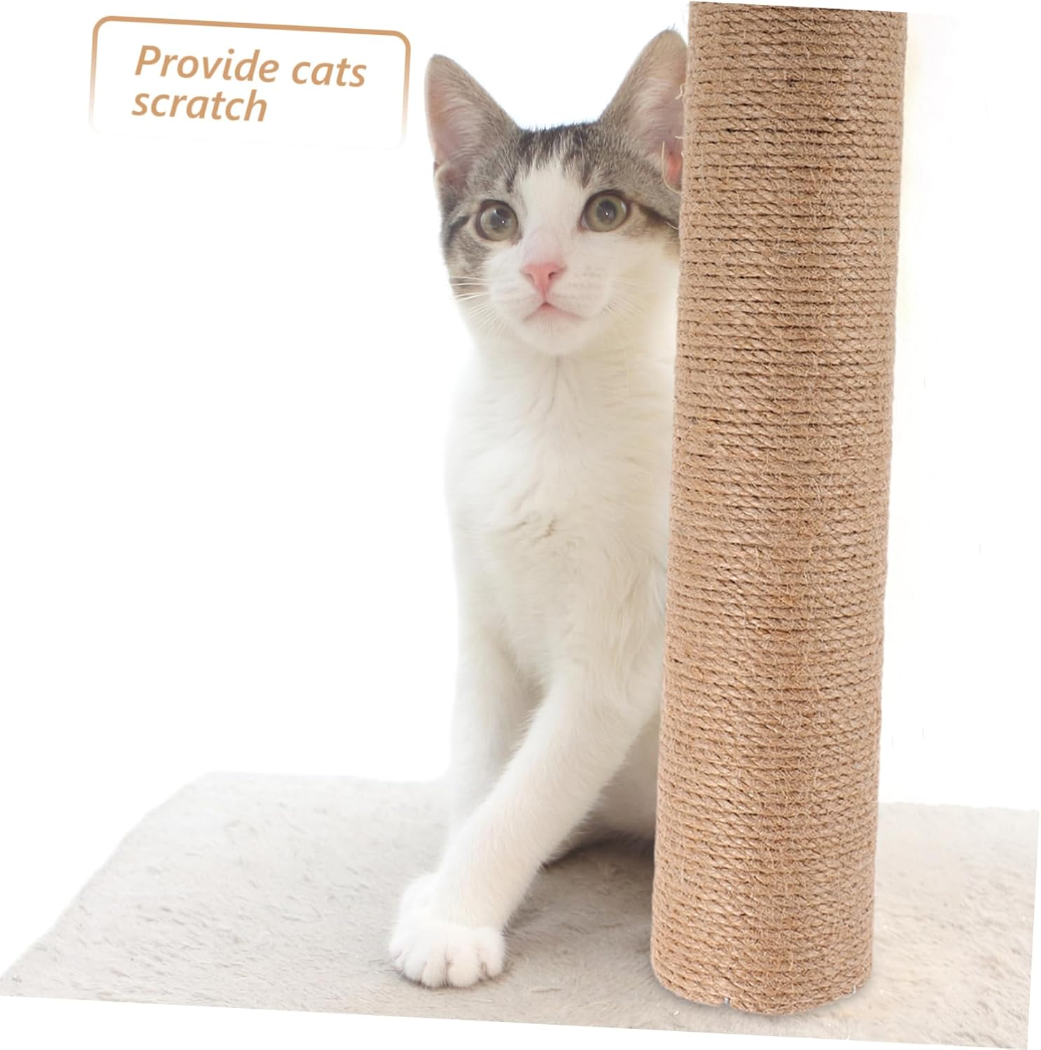 Generic Cat Scratching Post Replacement Natural Jute Pole with Stable Stand Durable Cat Climbing Frame Accessory for Indoor Cats image number 4