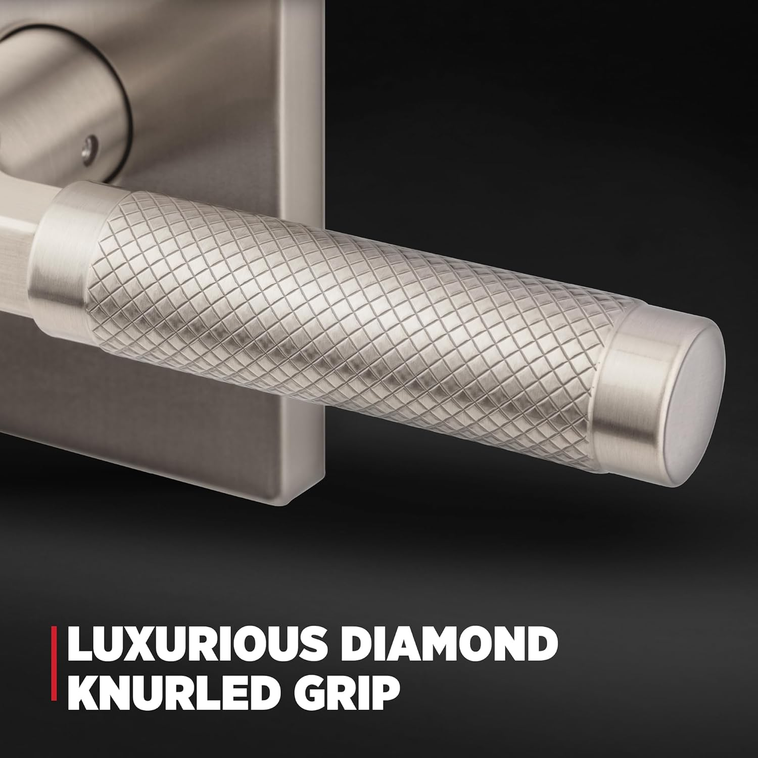 Kwikset Prava Interior Passage Door Knurled Handle, Lever for Closet and Hallway Doors, Reversible Non-Locking Handle Lever, Satin Nickel, with Microban Protection image number 3