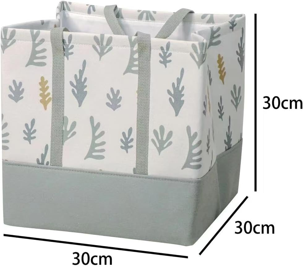 T&T Homewares, Storage Bin, Laundry Basket, Canvas Fabric Collapsible Organizer Basket for Laundry Hamper, Size:( L X W X H) 30 X 30 X 30 (Green Leaves) image number 5
