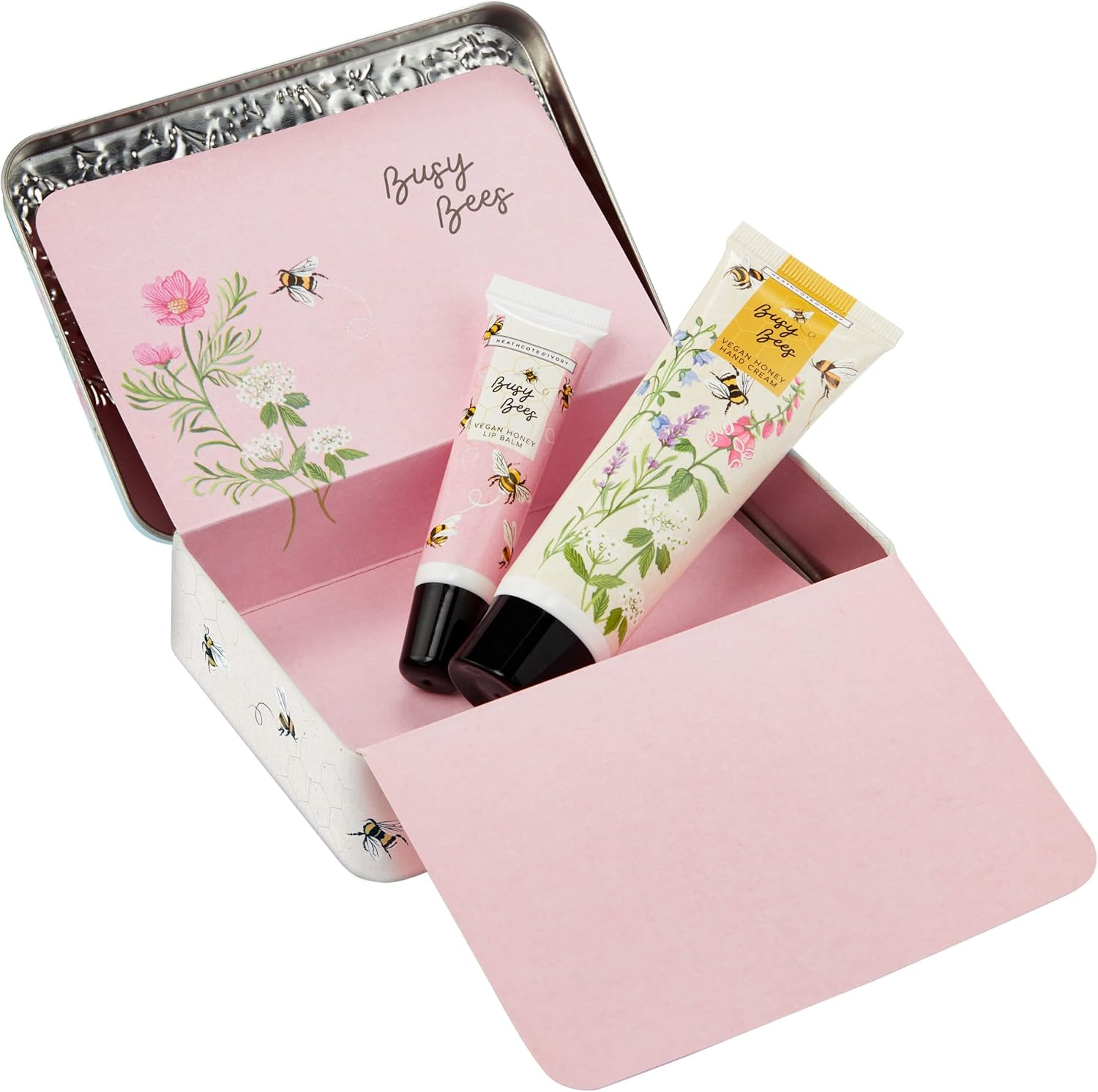 Heathcote & Ivory Busy Bees Hand & Lip Tin | 50Ml Hand Cream & 10Ml Lip Balm | Enriched with Essential Oils | Cruelty Free & Vegan Friendly | Travel Friendly Sizes image number 3