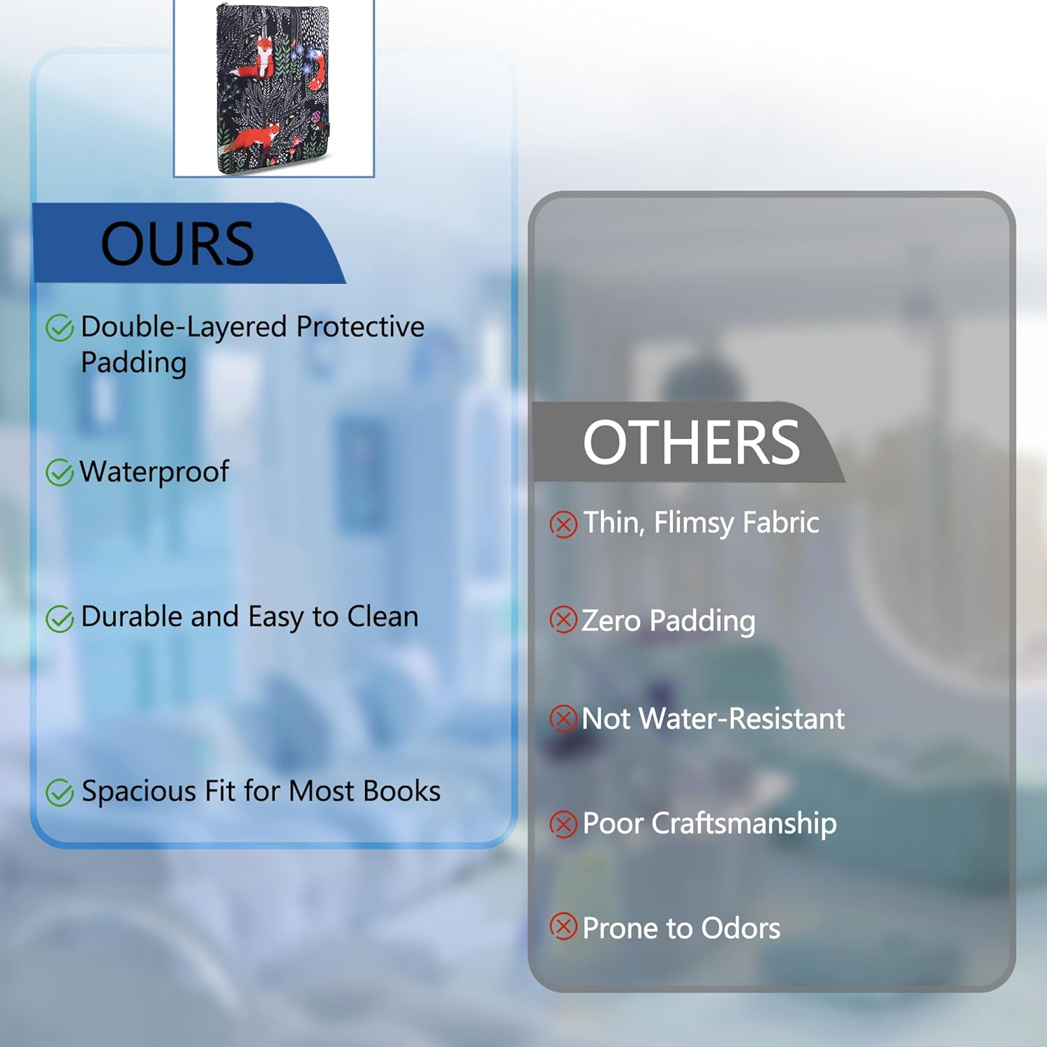 Fox Forest Book Sleeve,Book Protector Book Covers for Paperbacks, Book Sleeves with Zipper, 11 X 8.5 Inch, Fox Gifts for Girls image number 6