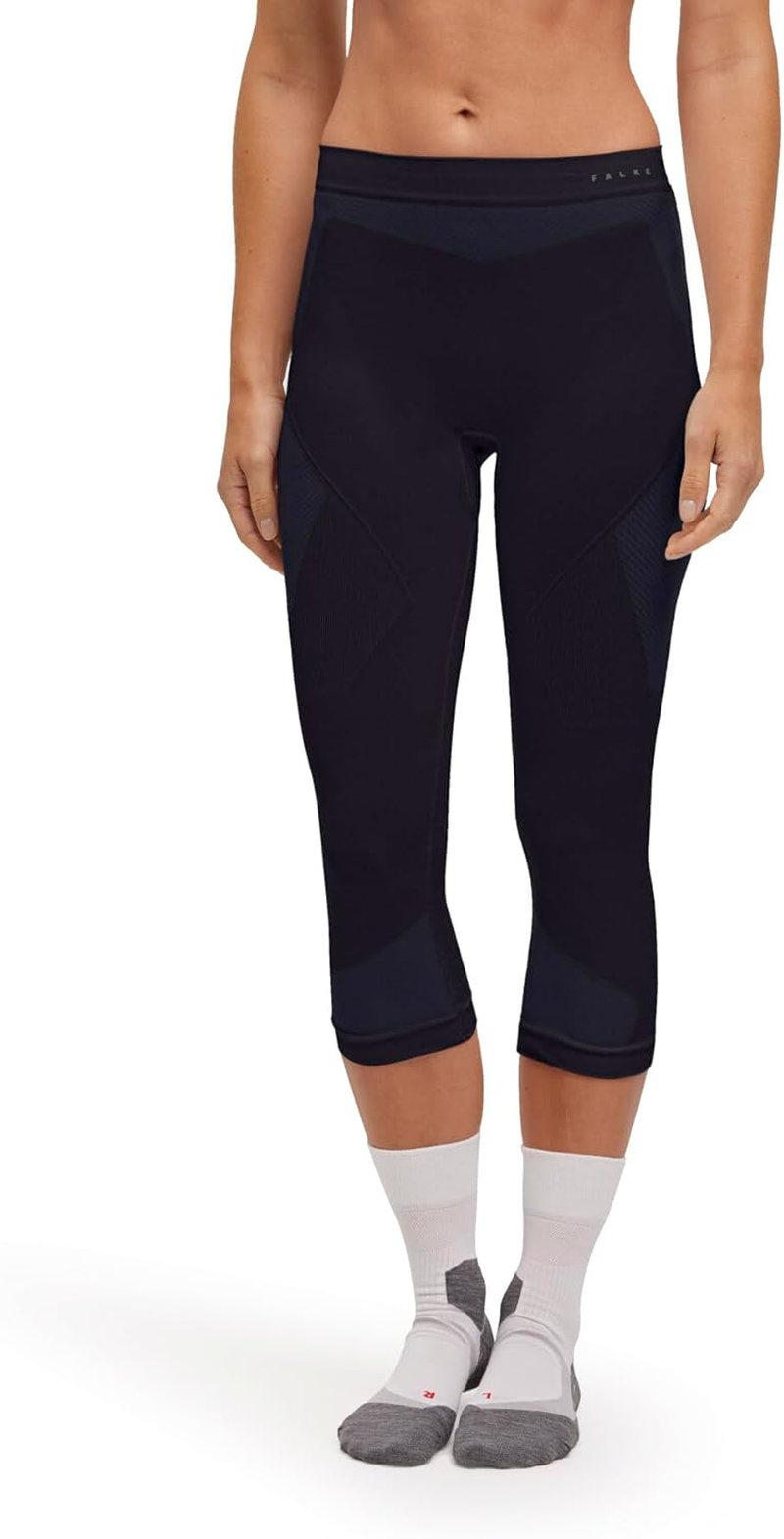 FALKE Women'S Warm 3/4 Sport Tights Base Layer Bottom Thermal Underwear Black Navy Blue More Colours for Outdoor Sports in Winter Hiking Running Cycling Equestrian 1 Pair