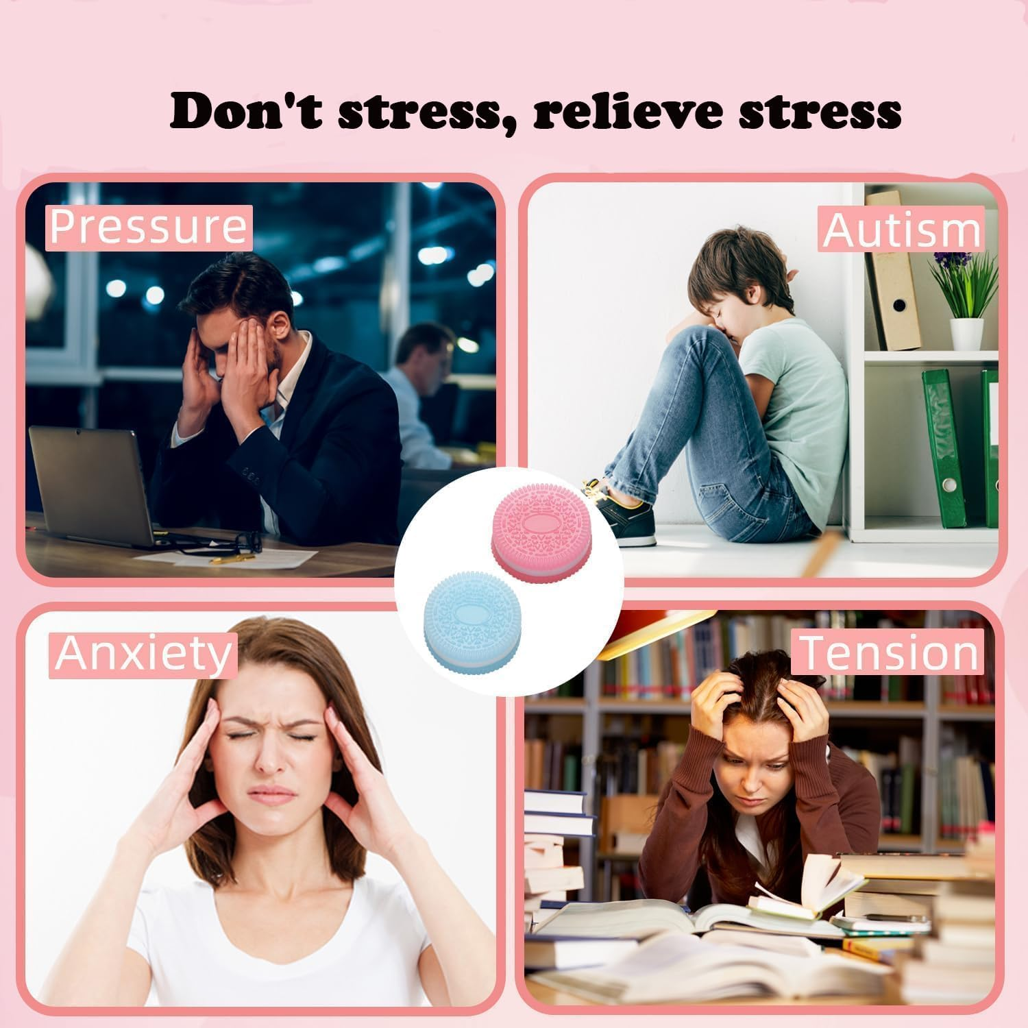 Taba Squishy Biscuit Cookie Toy &ndash; Stress Relief Squishy Toys for Kids & Adults &ndash; Soft Squeeze Kawaii Fidget &ndash; Cute Dessert Shape Sensory Toy for Relaxation & Anxiety 4 Pcs image number 5