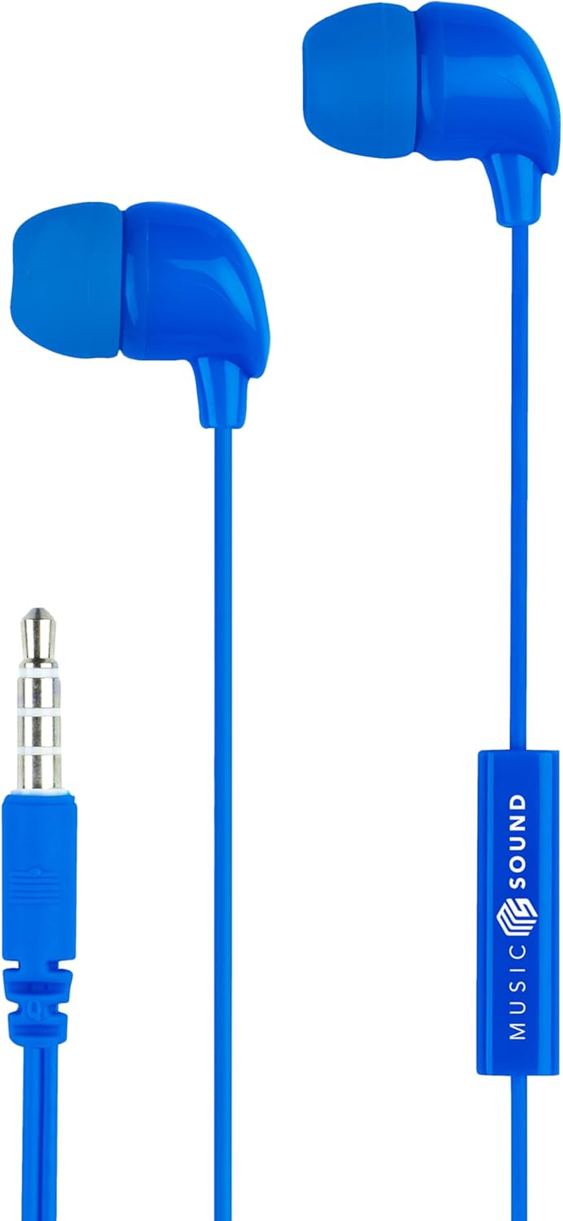 Music Sound | Fullcolor Intra-Auriculaires Wired Headphones | In-Ear Stereo Headphones with Wired and Built-In Microphone - 3.5Mm Jack - 1.2M Anti-Tangle Cable - Blue