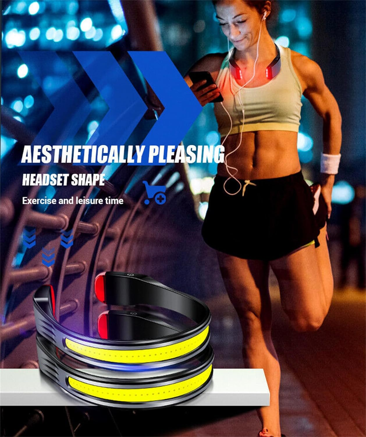 Leona Co 1000LM COB Headlamp Rechargeable Headlamps for Adults, IPX4 Waterproof Headlight Camping Accessories Gifts for Hiking Running Repairing Fishing Cycling image number 4