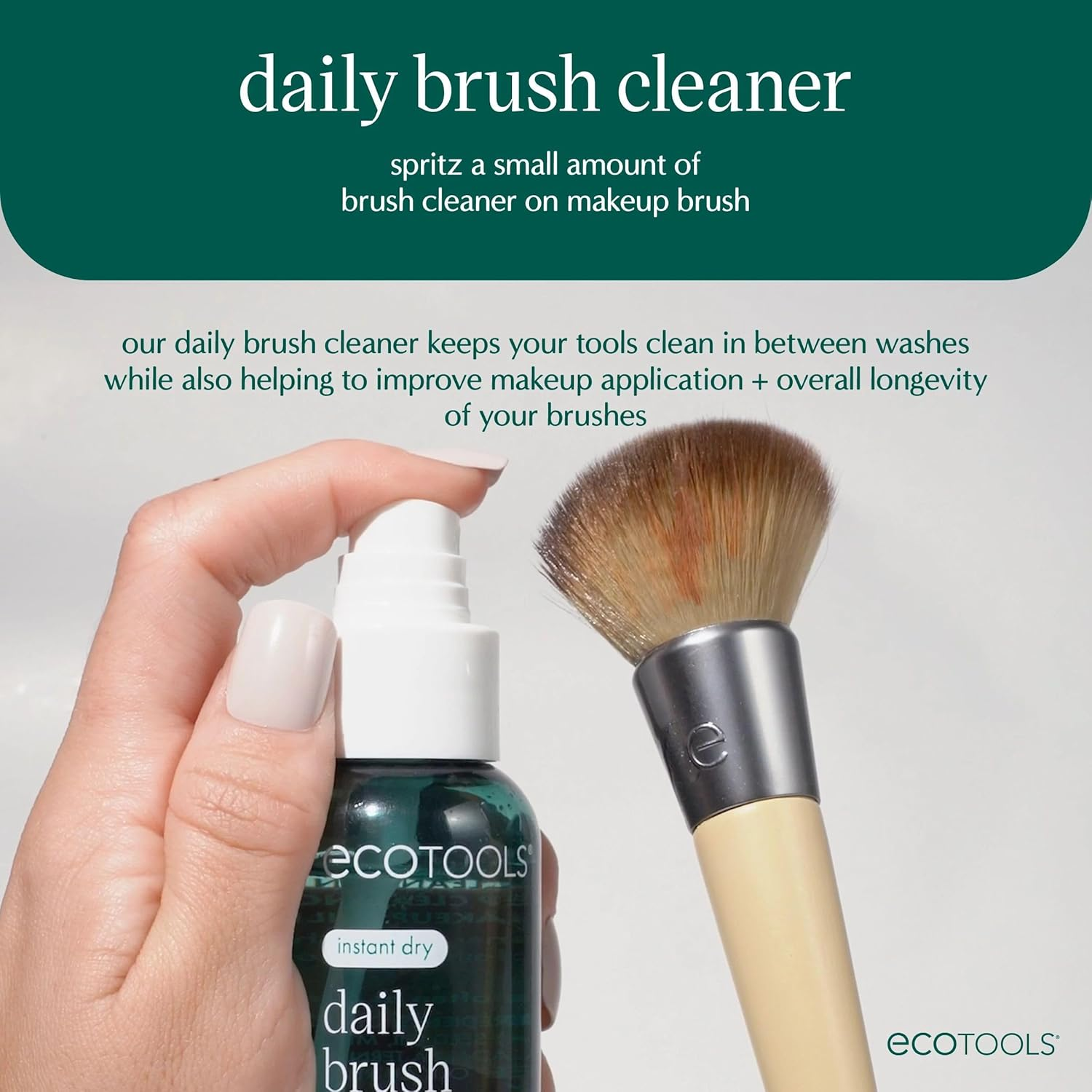 Lingtoolator Daily Brush Cleaner, Makeup Brush Cleanser Spray, Quick Drying Brush Spray, Fragrance Free & Dermatologist Tested, Travel Size, TSA Approved, Cruelty-Free & Vegan, 3 Fl Oz./89