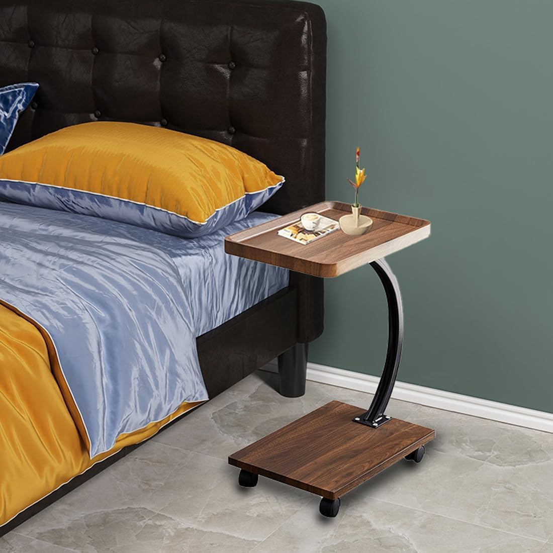 XICEN C Shaped Side Table, Small C Shaped End Table for Sofa and Bed, Couch Side Tables That Slide under (C)