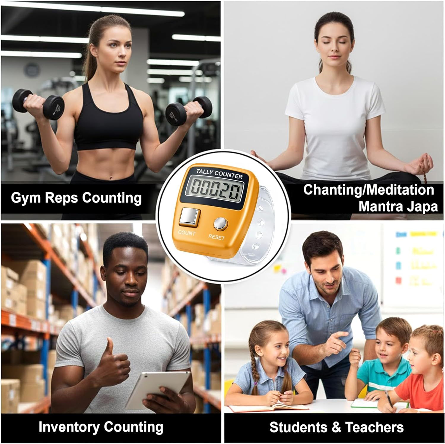 GLUN&reg; Multiuse Finger Counter Portable Hand Finger Counting Machine Digital Head Electronic Tally Counter Pack of 5 image number 6