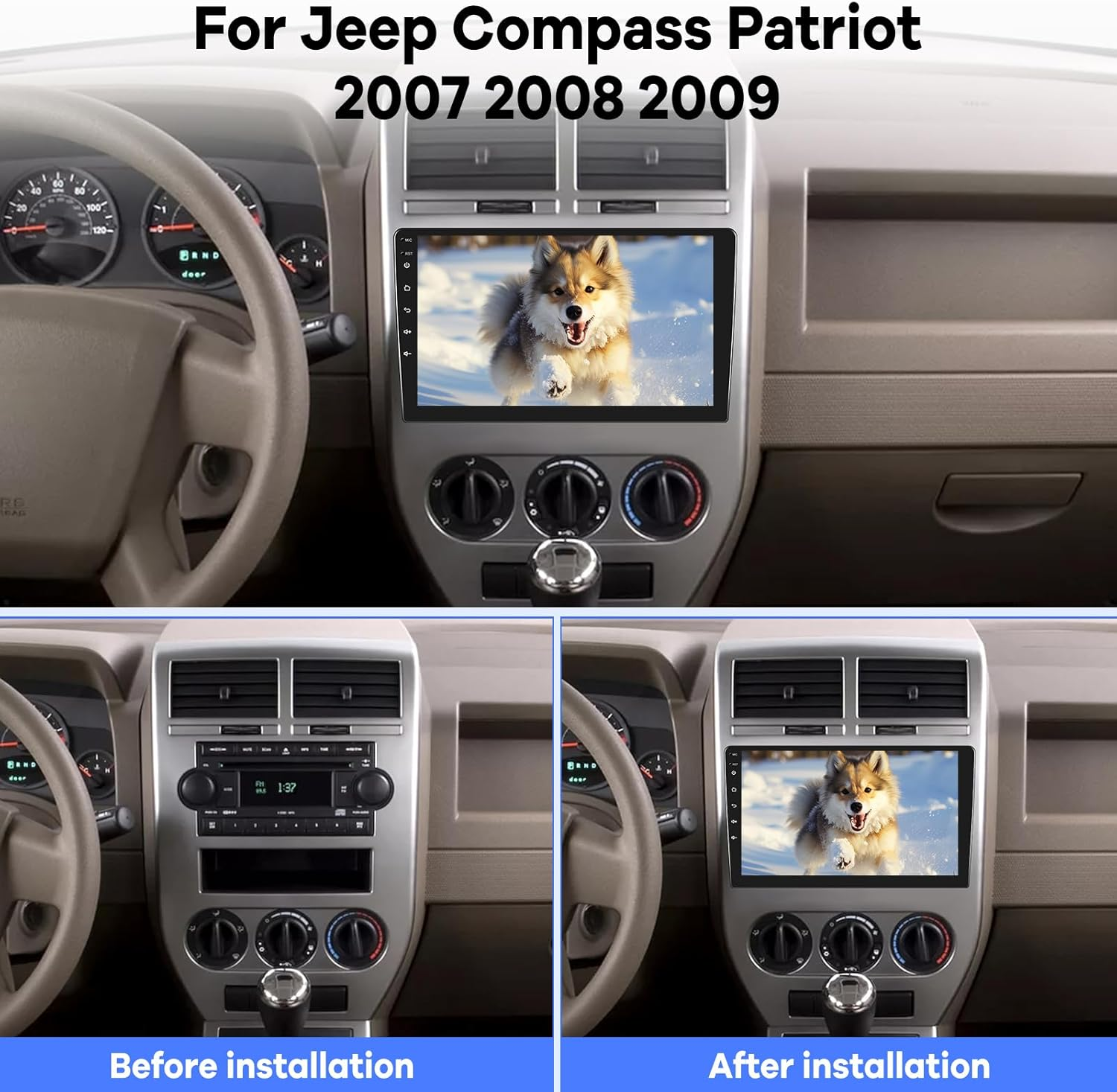 [2G+64G] Car Radio for Jeep Compass Patriot 2007 2008 2009, Android Touch Screen Patriot Stereo, Wireless Carplay/Android Auto/Bluetooth/Wifi image number 1