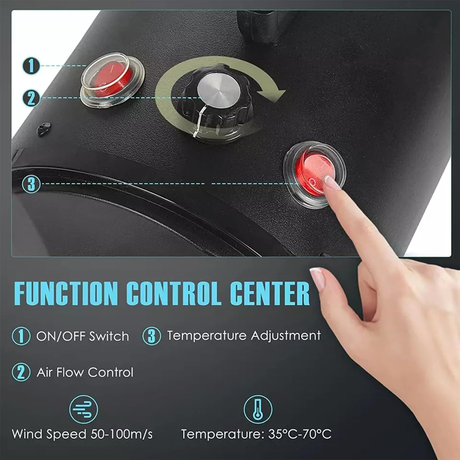 Memows Dog Hair Dryer, 2800 W Professional Blower Dog Dryer, Adjustable Speed and Heat, Pet Dryer, Dog Grooming Dryer with 4 Different Nozzles (Black) - Black image number 5