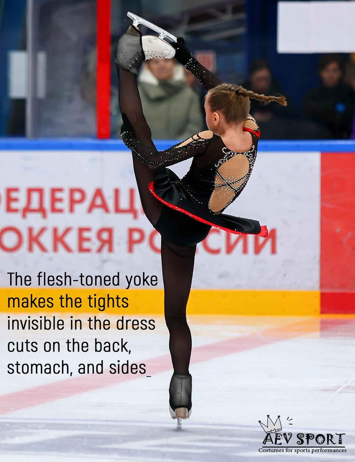 Aevsport Women Mesh Tights for Figure Ice Skating with Seam over the Heel of the Boot image number 5