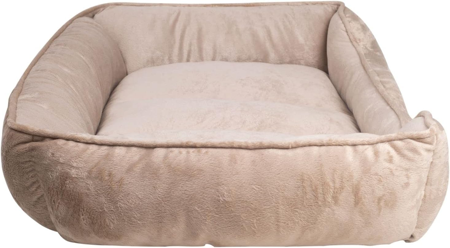 Long Rich Textiles Classic Solid Rectangle Dog and Pet Bed, Large, Tan/Taupe/Camel by Happycare Textiles, 24"X34" image number 4