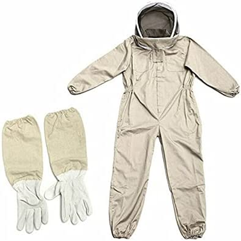 Full Beekeeping Suit Bee Suit Heavy Duty with Leather Ventilated Keeping Gloves (L with Gloves) image number 4