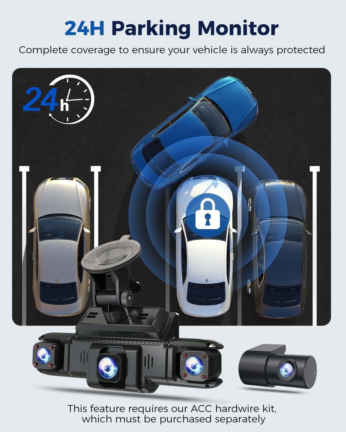 360 View 4 Channel Dash Cam Front and Rear Left Right inside Camera for Cars, GPS and 5G Band Wifi, Night Vision, 160 Wide Angle, WDR, 24H Parking Mode, Supercapacitor, Included 128GB Card image number 2