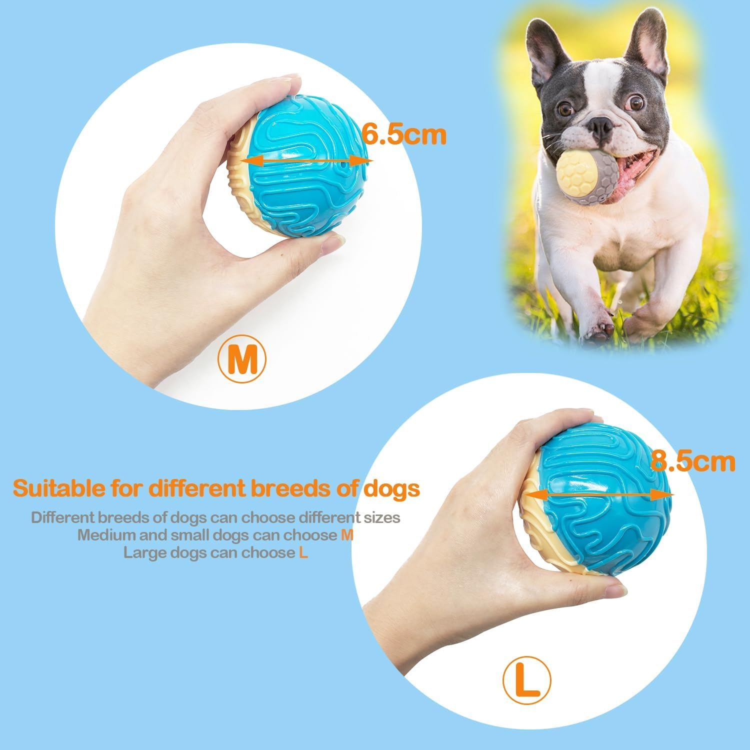 BPS BPS-7430 BPS-7430 Dog Toy Rubber Ball Squeaky Toy Indestructible High Stretch Medium Large Random Color (M Model 2) image number 1