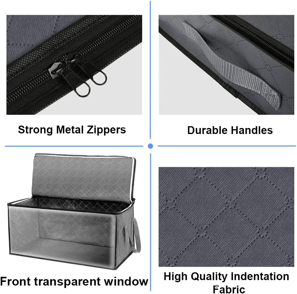 CJWLKJ 54L Clothing & Closet Storage Bags, 6 Pack Closet Organizers and Storage, Clothes Foldable Storage Bins with Handles, Storage Containers for Clothing, Blanket, Comforters, Toys, Bedding, Grey - Grey image number 6