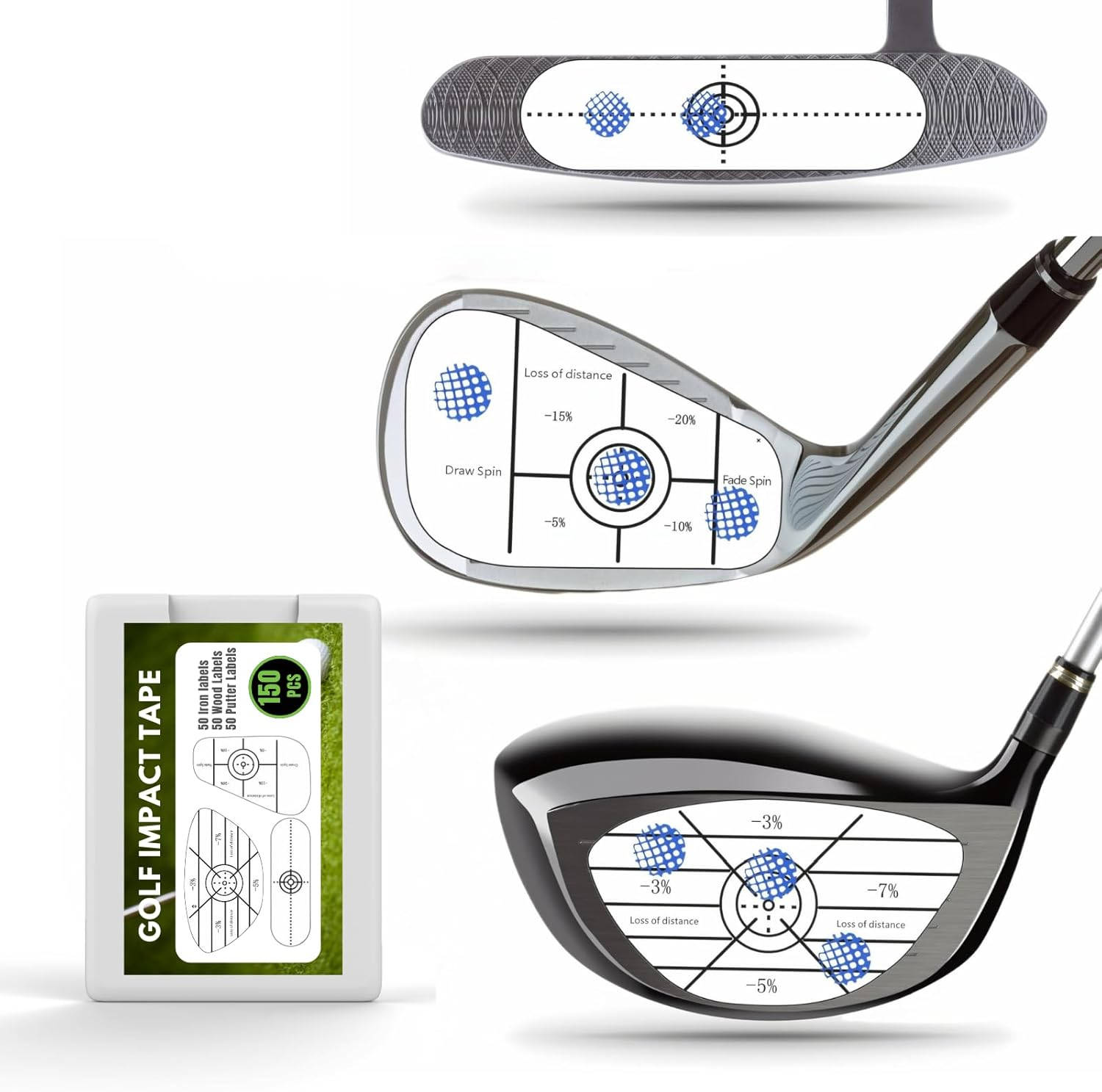 Golf Impact Tape Labels 150 PCS, Golf Impact Stickers for Swing Training Improve, JOMWEN Self-Teaching Sweet Spot and Consistency Analysis, Improve Golf Swing Accuracy and Distance image number 5