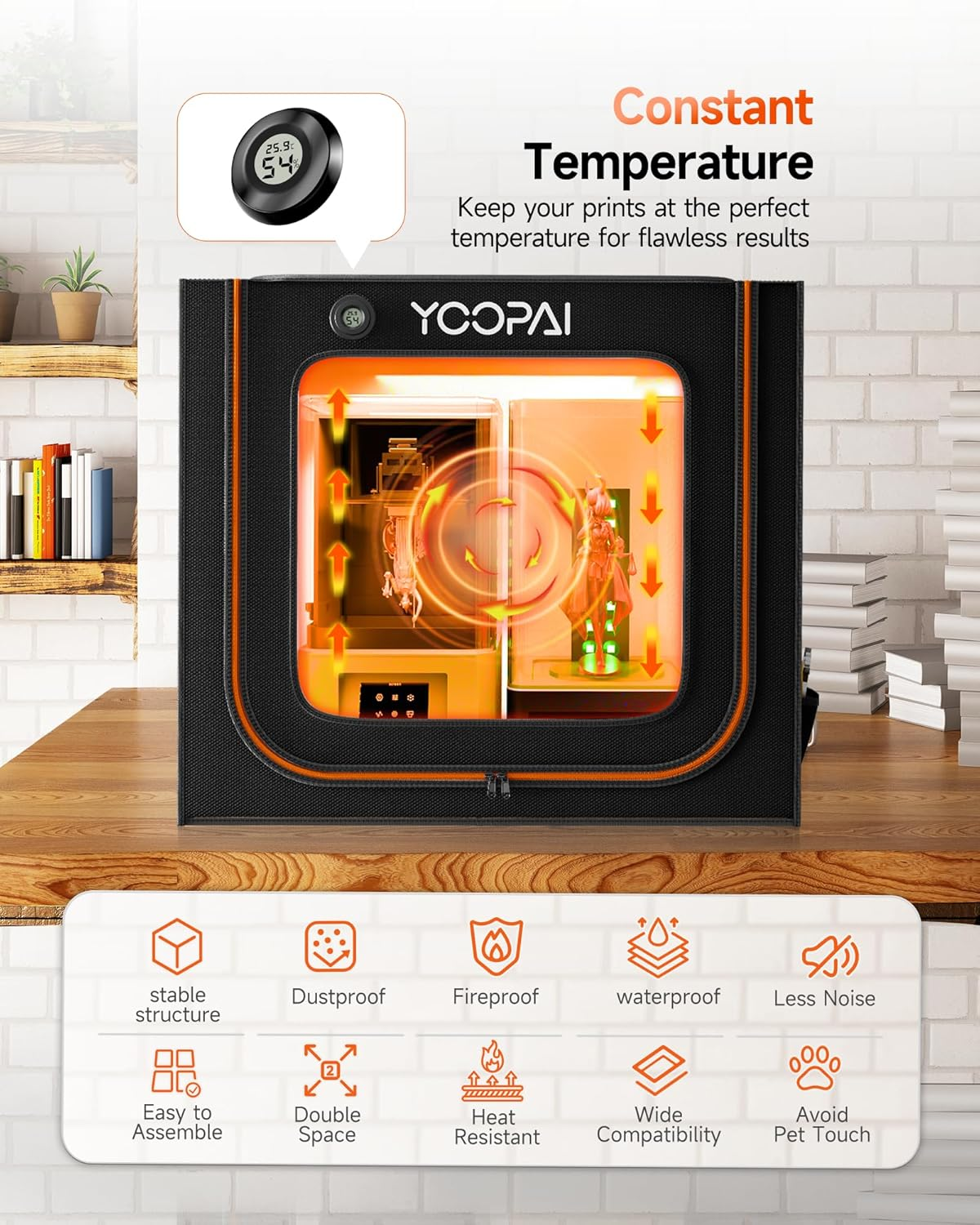 Large Resin 3D Printer Enclosure with Ventilation Kit LED Light, 3D Printer Vented Enclosure Tent Cover Eliminate Odors Dustproof Isolate Noise Compatible with LCD Resin UV 3D Printer image number 2