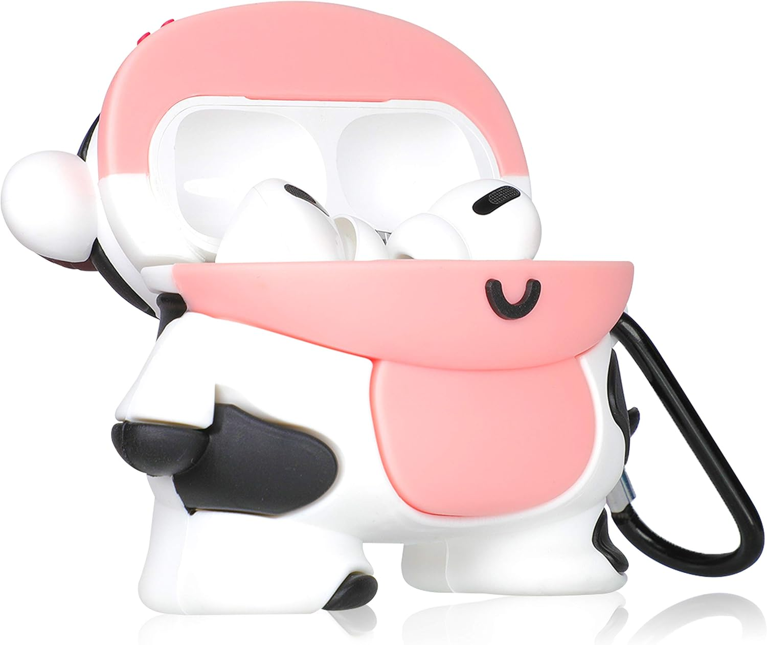 Jowhep Case for Airpod Pro 2019 Cartoon Design Cute Kawaii 3D Silicone Cover Keychain Fashion Funny Animal Soft Protective for Air Pods Pro Girls Kids Women Shell Cases for Airpods Pro (Smile Cow)