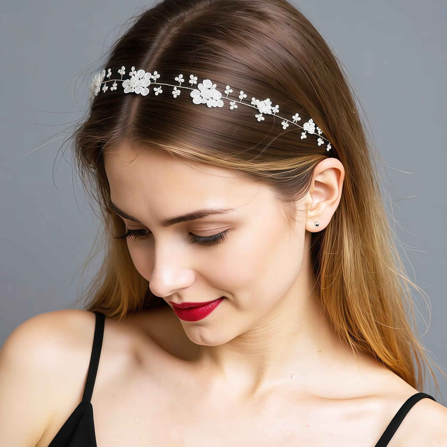 Ezranova Pack of 2 Flower Wreath Hair Children, Flower Hair Accessories Girls, Wedding Flowers Hair Wreath, Headband Girls for Wedding, Birthday, Party image number 6