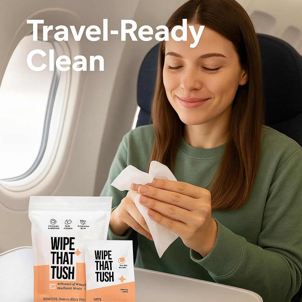 Travel Essentials Flushable Wipes &ndash; 30 Individually Wrapped Extra-Large Aloe-Infused, Hypoallergenic & Unscented, Septic & Sewer Safe (Travel Pack) image number 3