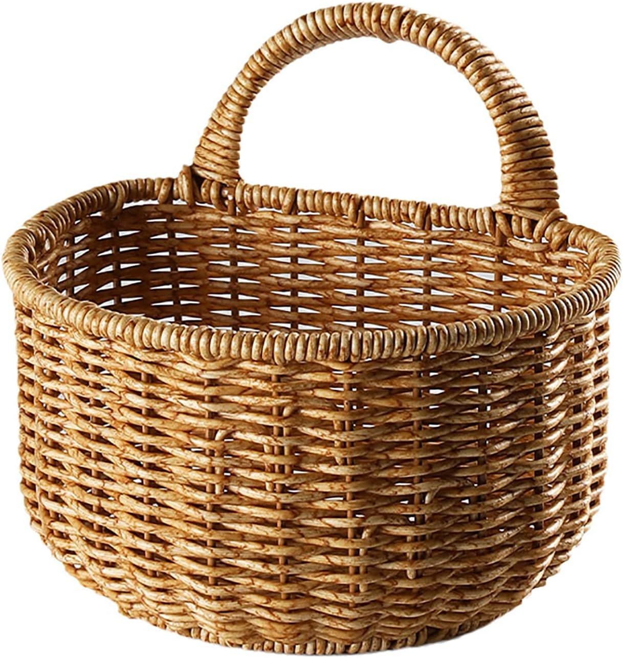 JMEDIC Wall Hangings Wicker Basket, Hanging Small Woven Storage Basket with Handle, Shelf Basket Organizer for Flower Plants image number 3