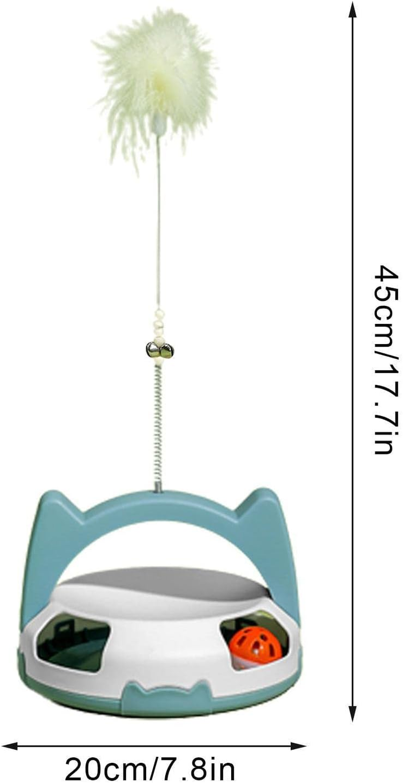 Interactive Cat Toys,Funny Turntable Ball Cat Toys - Interactive Cat Toys with Feathers and Bells for Indoor Cats to Chase Exercise image number 1