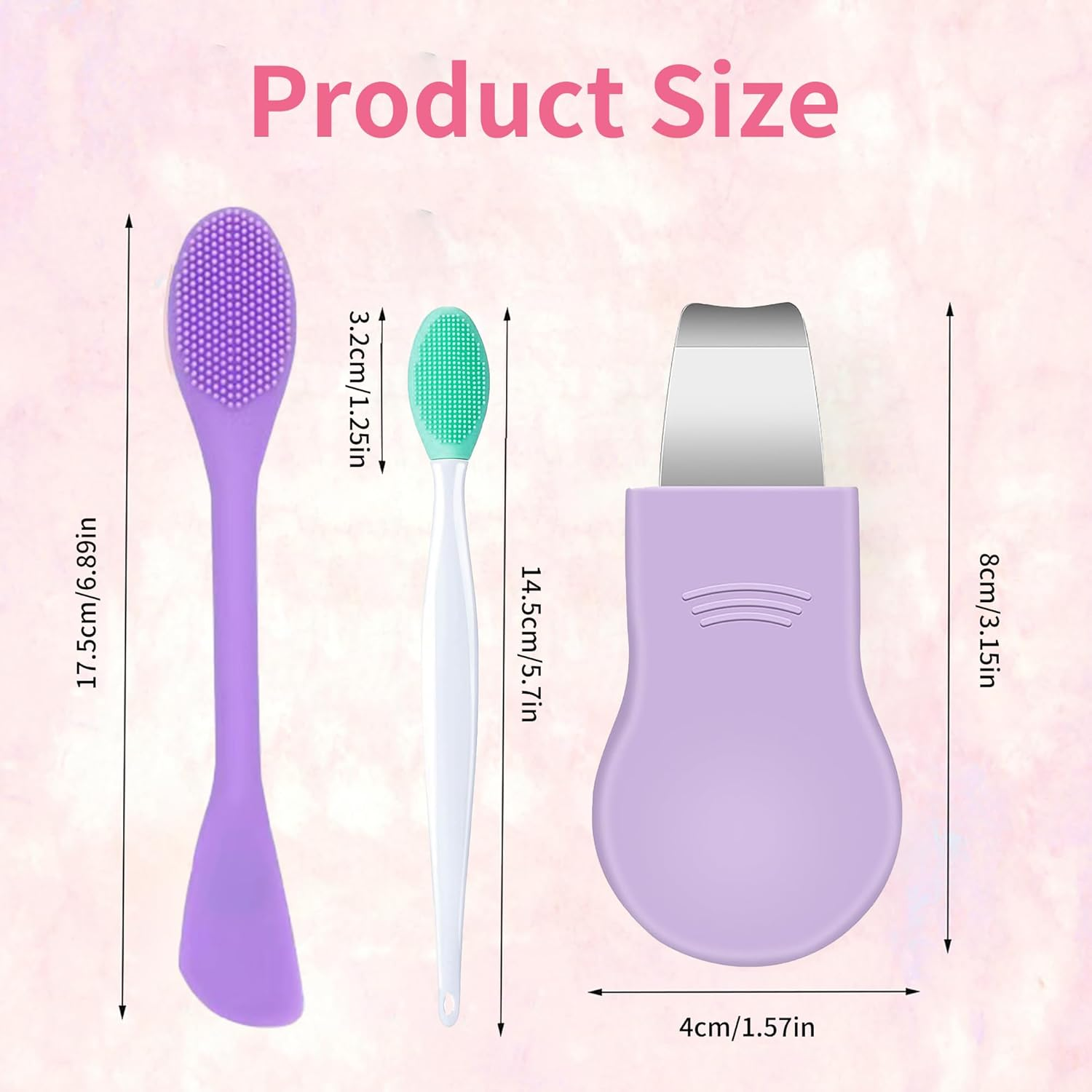 Silicone Blackhead Remover Tool and Pore Cleansing Brush, 5Pcs Face Scrubber Set with Facial Cleansing Brush, Face Mask Applicator, Deep Pore Scraper Kit for Women and Men image number 4