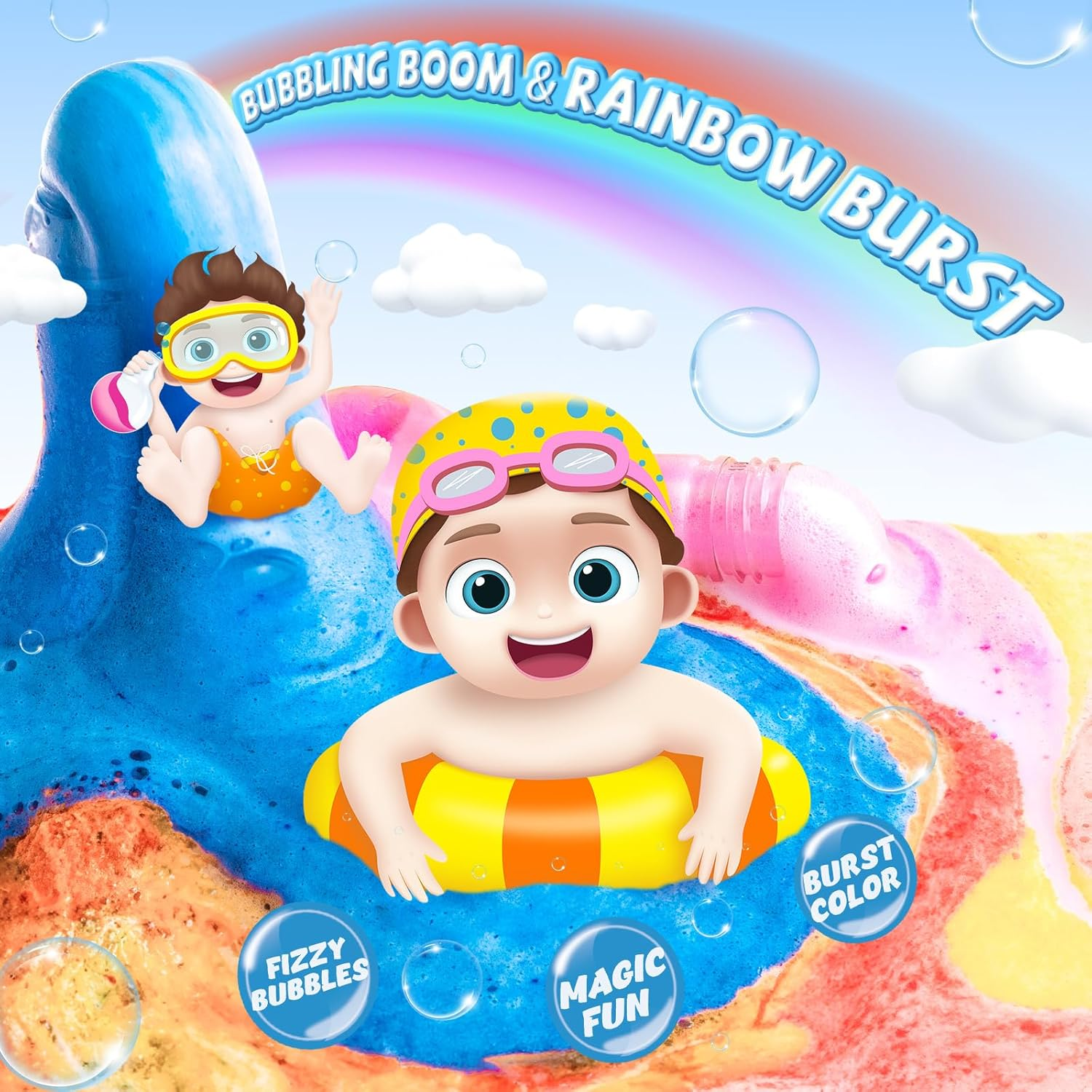 CLOUQUAR Kids Bath Bomb Potions, 6 Pack Non-Toxic Fizzy Bubble Bath Explosions, Colorful Burst Bath Potions for Kids, Scientific & Magical Bath Time Buddy, Fun & Educational Bubble Bath for Kids image number 2