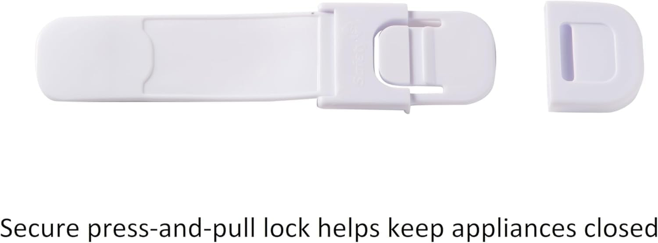 Mother'S Choice Multi-Purpose Child Safety Appliance Latch - 2 Pack, Easy Install, Secure Press & Pull Lock, Flexible Strap, Adhesive Backing, White image number 3