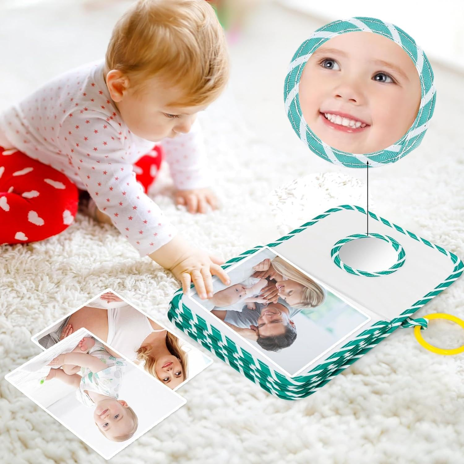 Photo Album,First Family Memory Book with Mirror for 4X6 Family Pictures