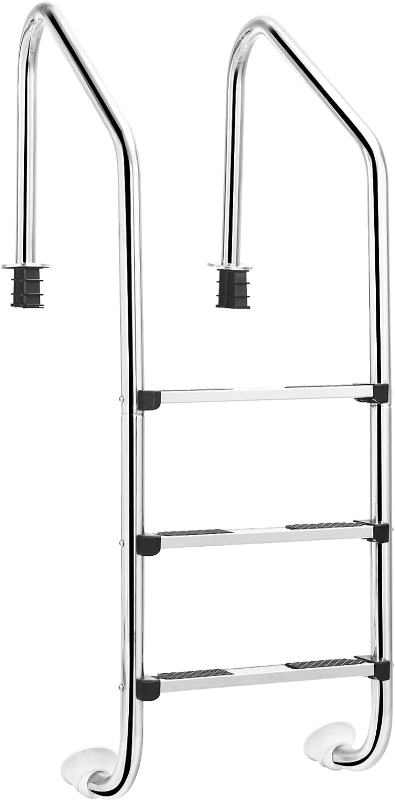 Costway 3-Step Split Stainless Steel Pool Ladder, Heavy Duty Steel Ladder for in Ground Pools, Pool Ladder W/Easy Mount Leg, Non-Slip Footstep image number 4