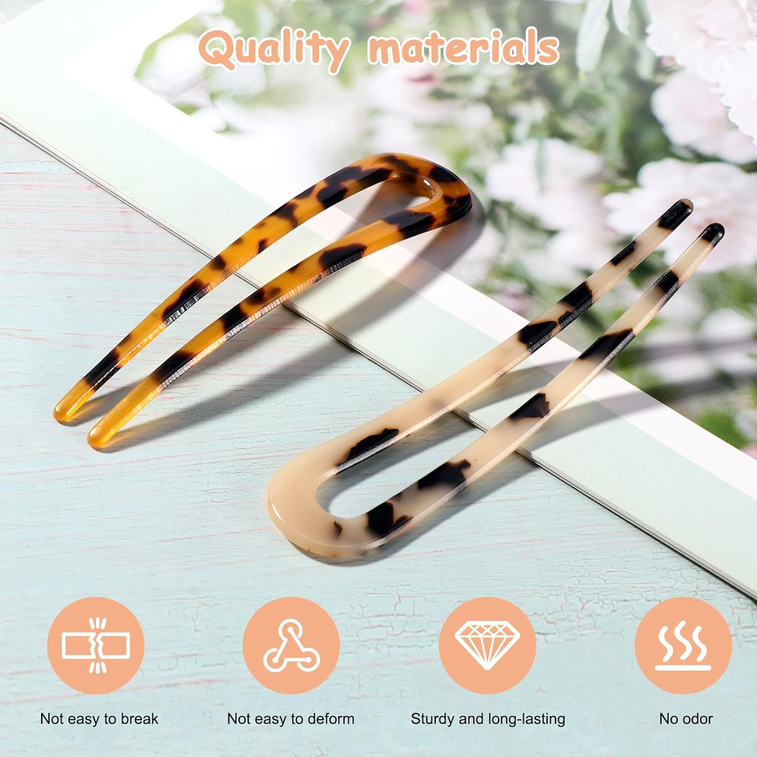 Mynoozi 4 Pack Hair Fork French Pins, U Shaped Hair Pin for French Twist U Shaped Hair Pin Fork Sticks for Women Girls Hairstyle Accessories