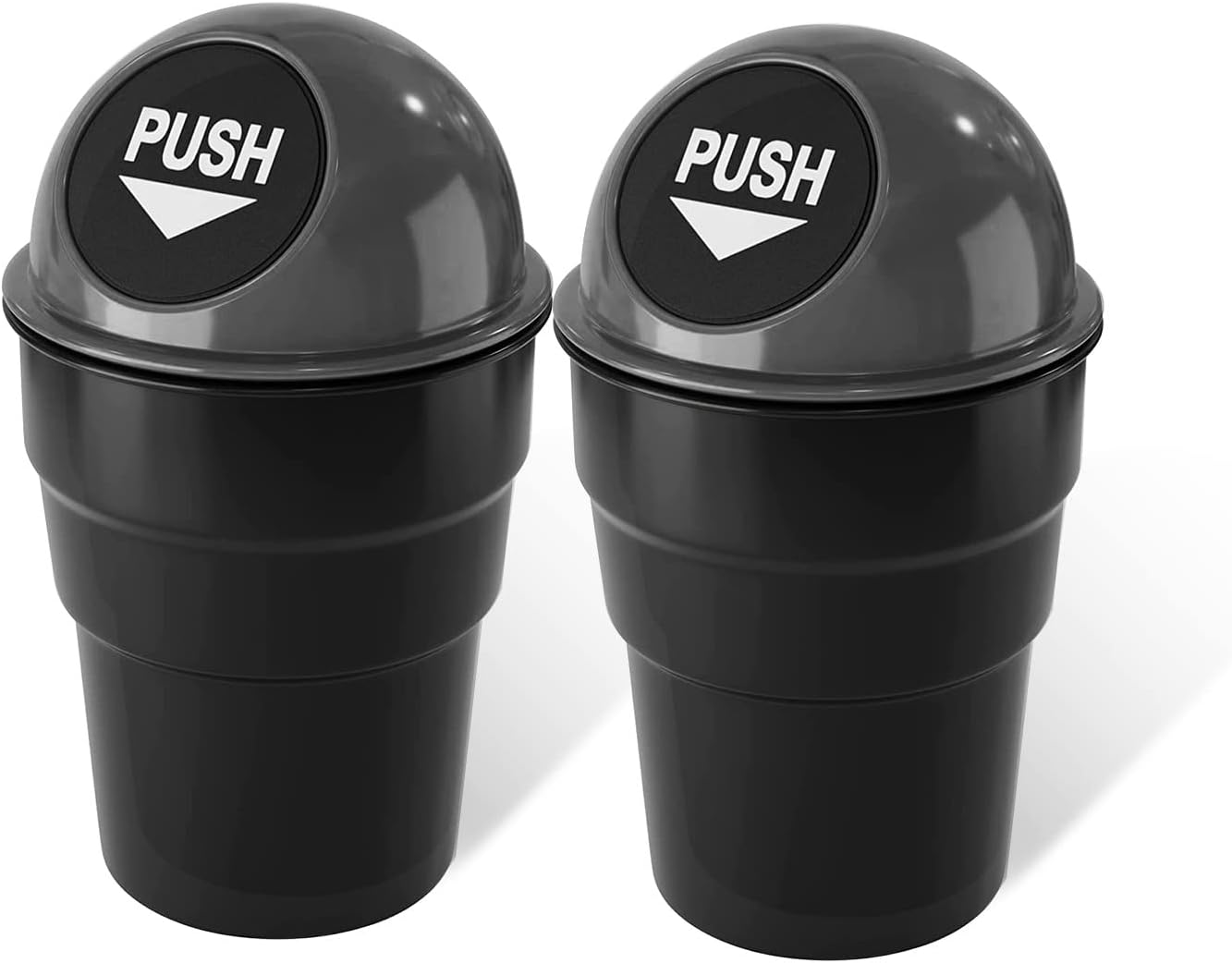 2PACK Mini Car Trash Can Cute Cup Holder Automotive Garbage Cans Cupholder Trashcan Portable Vehicle Bin Dustbin with Lid Leakproof Cool for Office Desktop Home Kitchen (Gray)