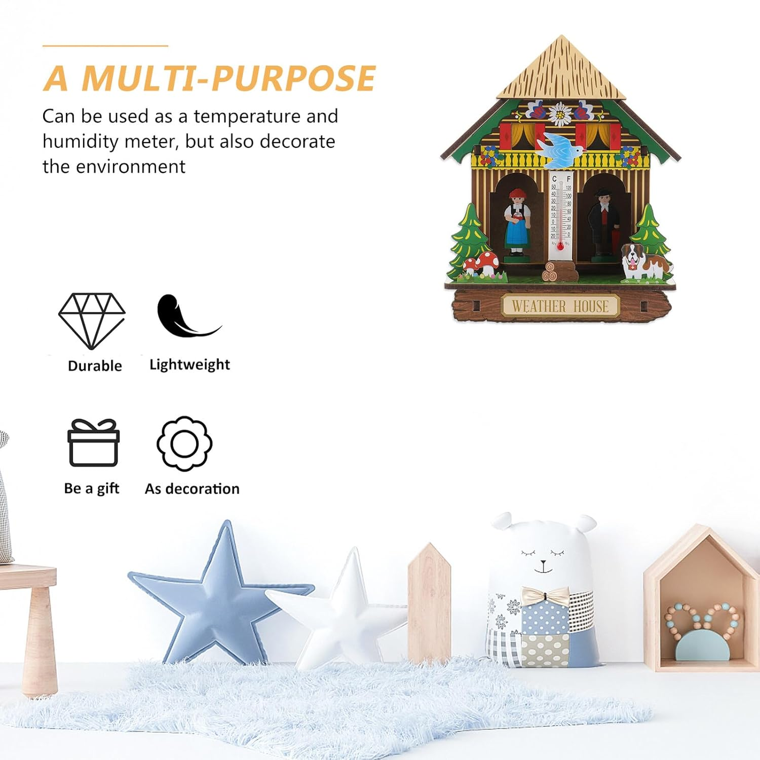 Bestonzon Accurate Indoor Hygrothermograph Wall Hanging Thermometer Hygrometer for Home Weather Monitoring Multifunctional Temperature and Humidity Gauge Elegant Design for Random Color image number 5