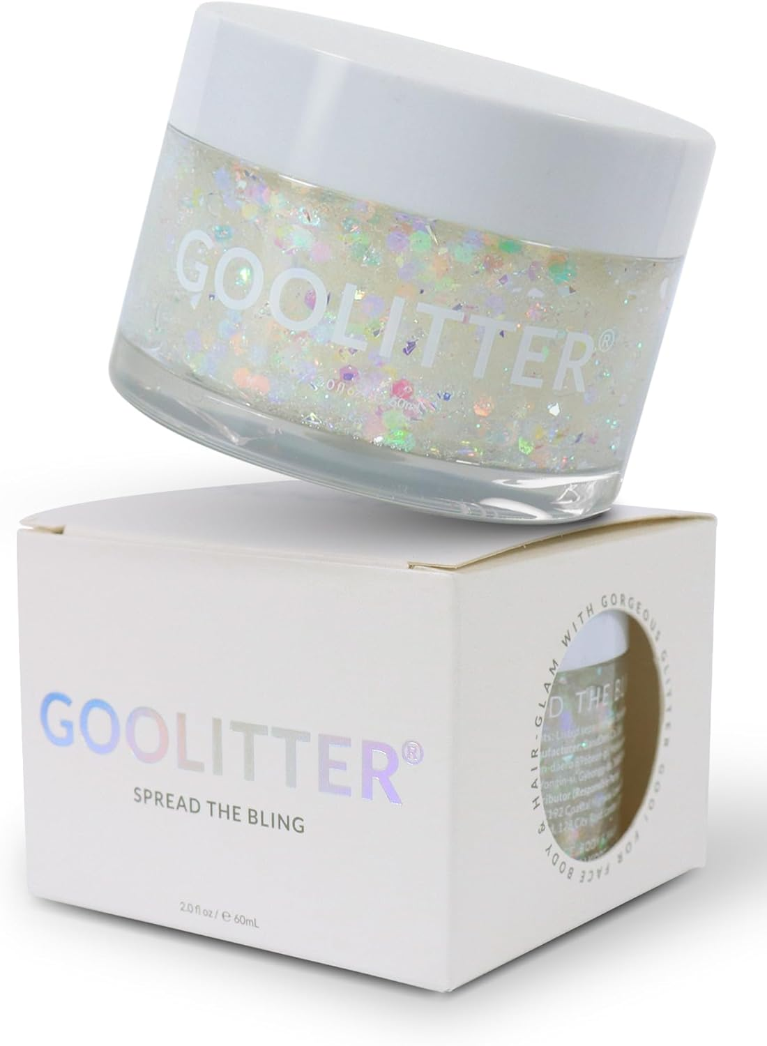 Goolitter Face, Body & Hair Holographic Clear White Glitter Gel [Snowy Cloud] 2Oz (60Ml) | Chunky | K-Beauty | Halloween, Festival, EDM, Rave, Party, Concert, Costume Makeup| Vegan, Cruelty Free