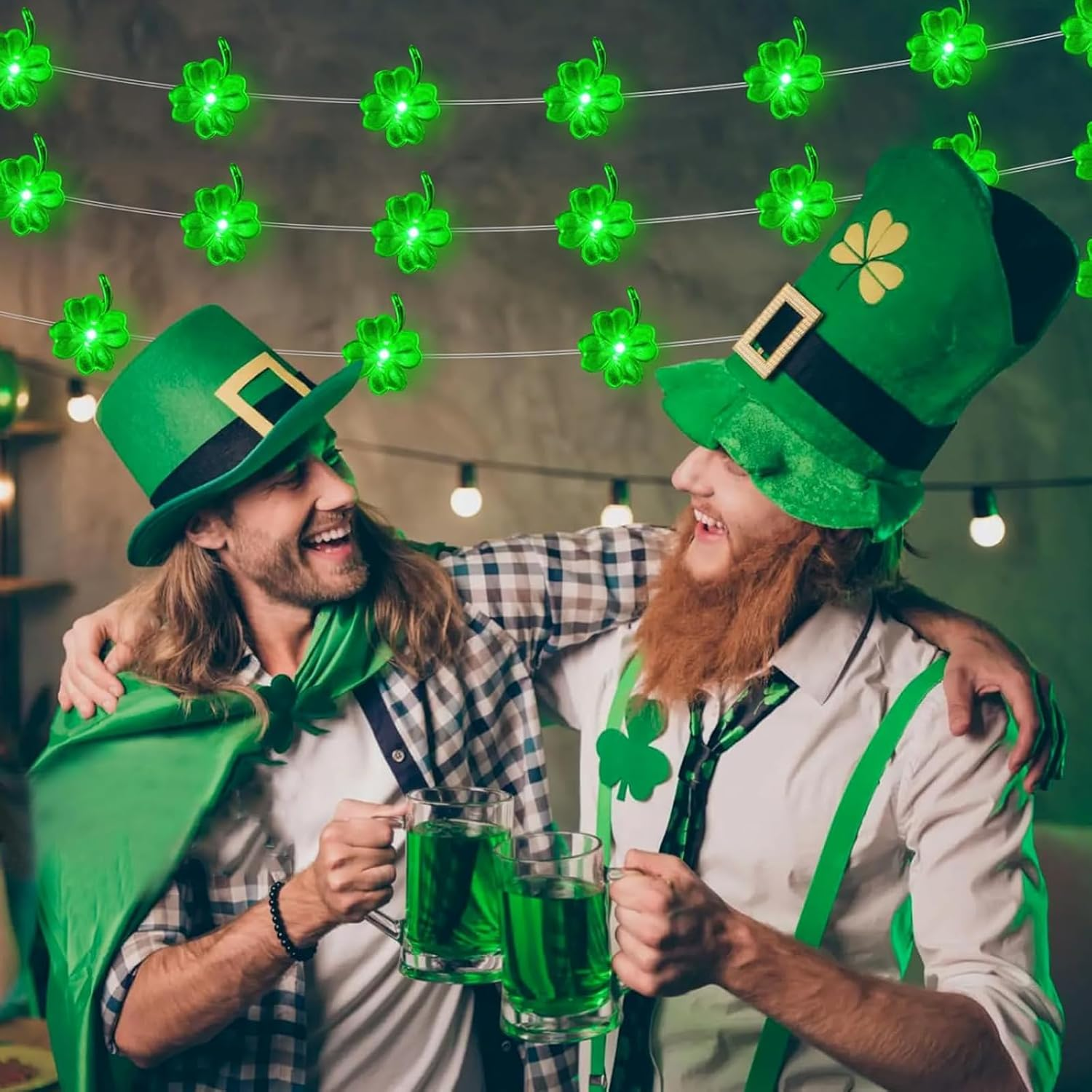 Alegre Clover Leaf Fairy Lights, Green, 2 M, 20 LED Clover Leaf Wire, Green Fairy Lights, Battery Operated, Green Fairy Lights, Indoor Decorative Fairy Lights for St. Patrick'S Day, Wedding, Bedroom image number 4