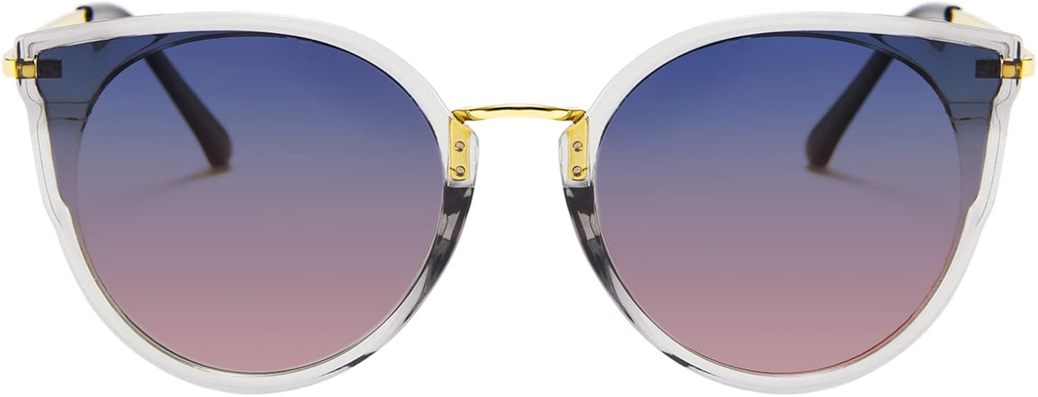 FEISEDY Vintage Polarized Cat Eye Sunglasses for Women Oversized round Sunglasses anti Glare B7000